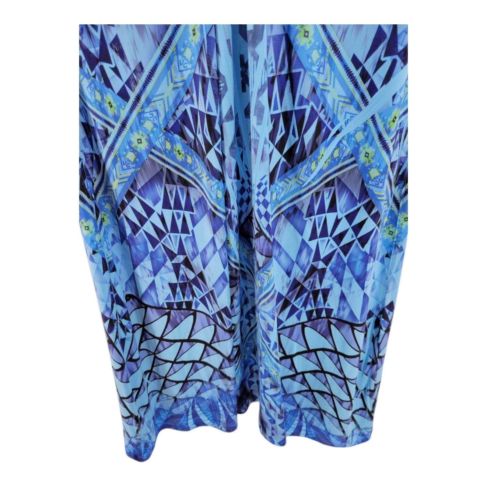 APT 9 Women's Blue Geometric V-Neck Dress Embellished Short Sleeve 2X