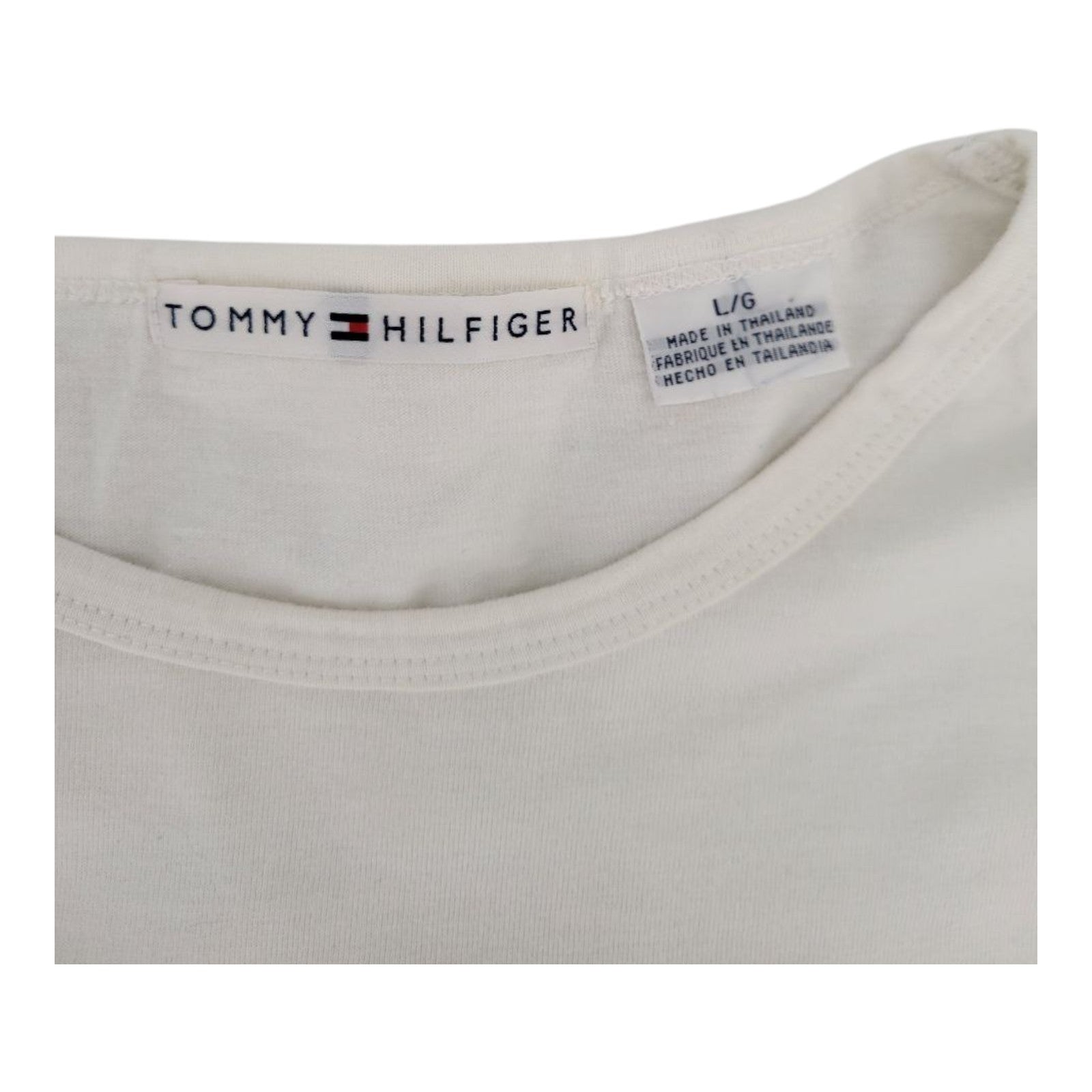 Tommy Hilfiger Off White Long Sleeve Logo Shirt Mens Size Large