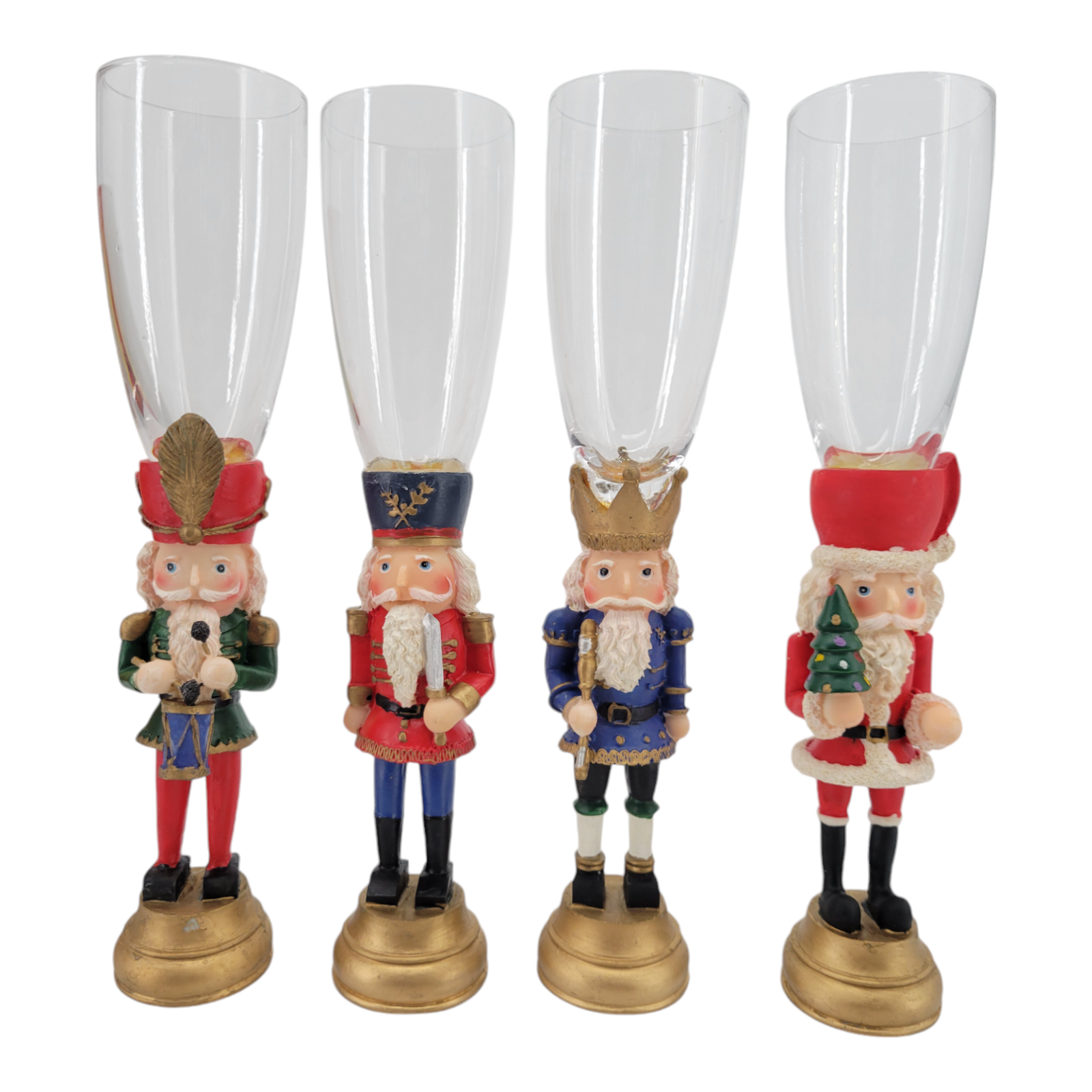 Home Essentials Nutcracker Collection Set of 4 Champagne Flutes Holiday Decor