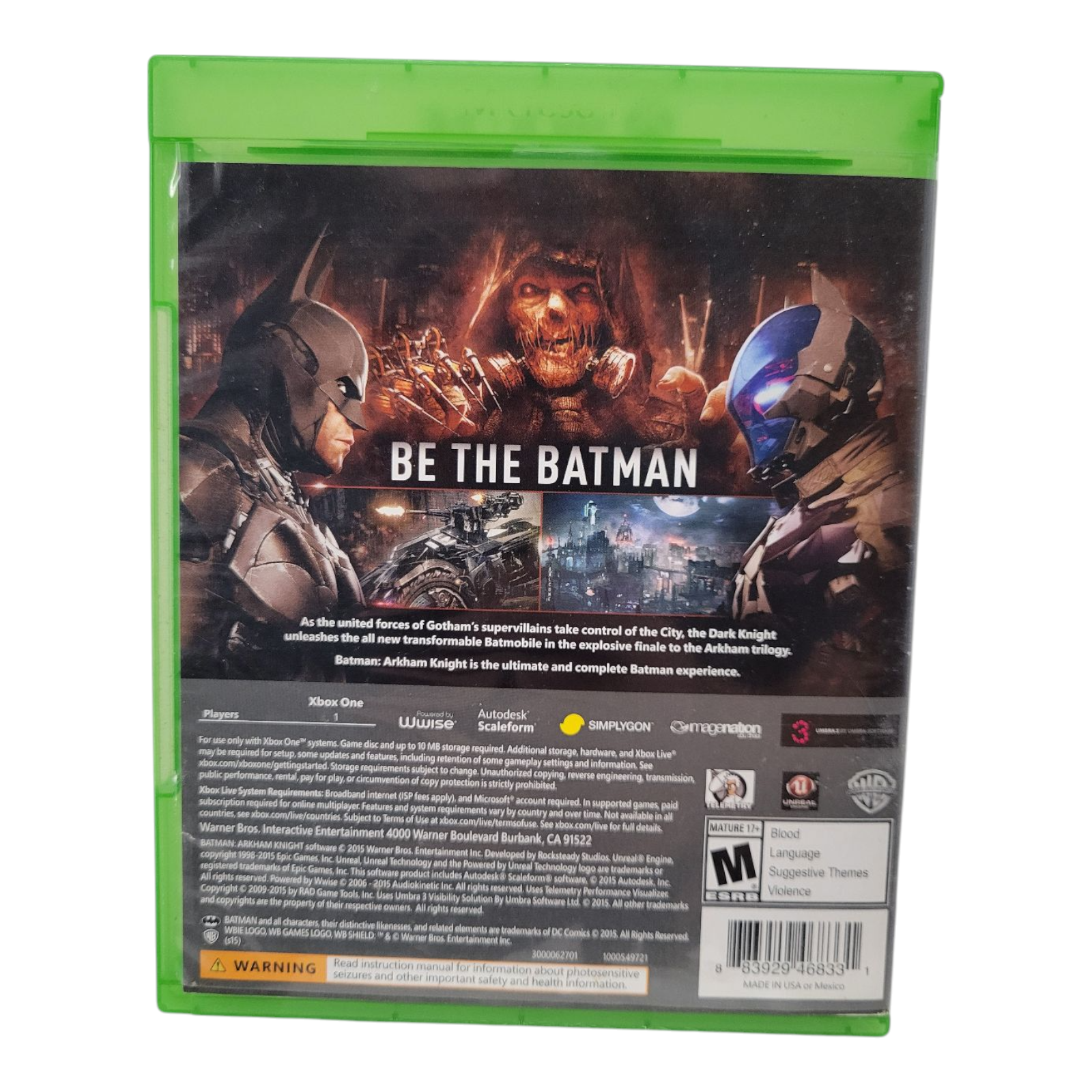 WB Games Batman Arkham Knight Microsoft Xbox One 2015 Complete