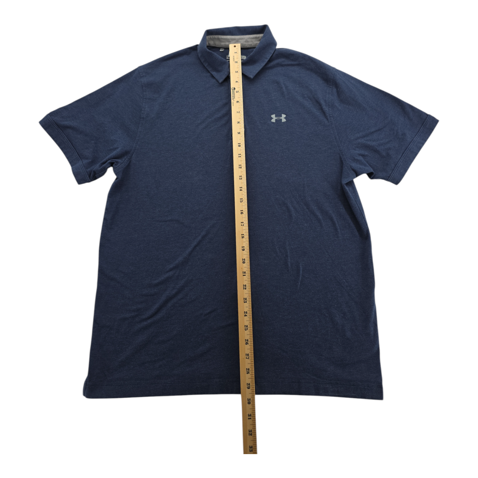 Under Armour HeatGear Polo Shirt Blue Short Sleeve Loose Fit Size XL