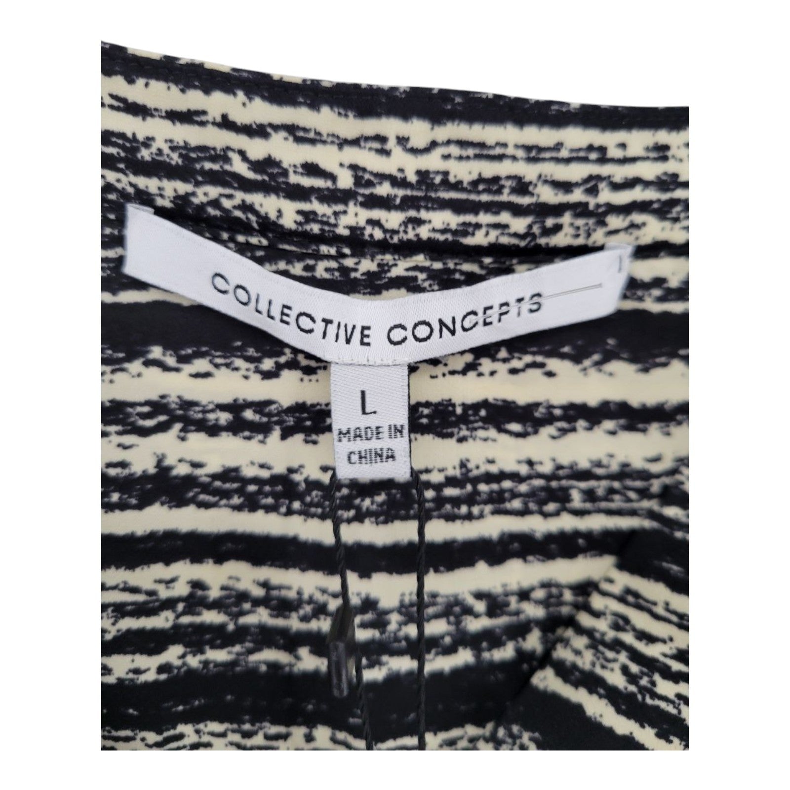 Collective Concepts Womens Split Neck Tunic Top Striped Long Sleeve Size L