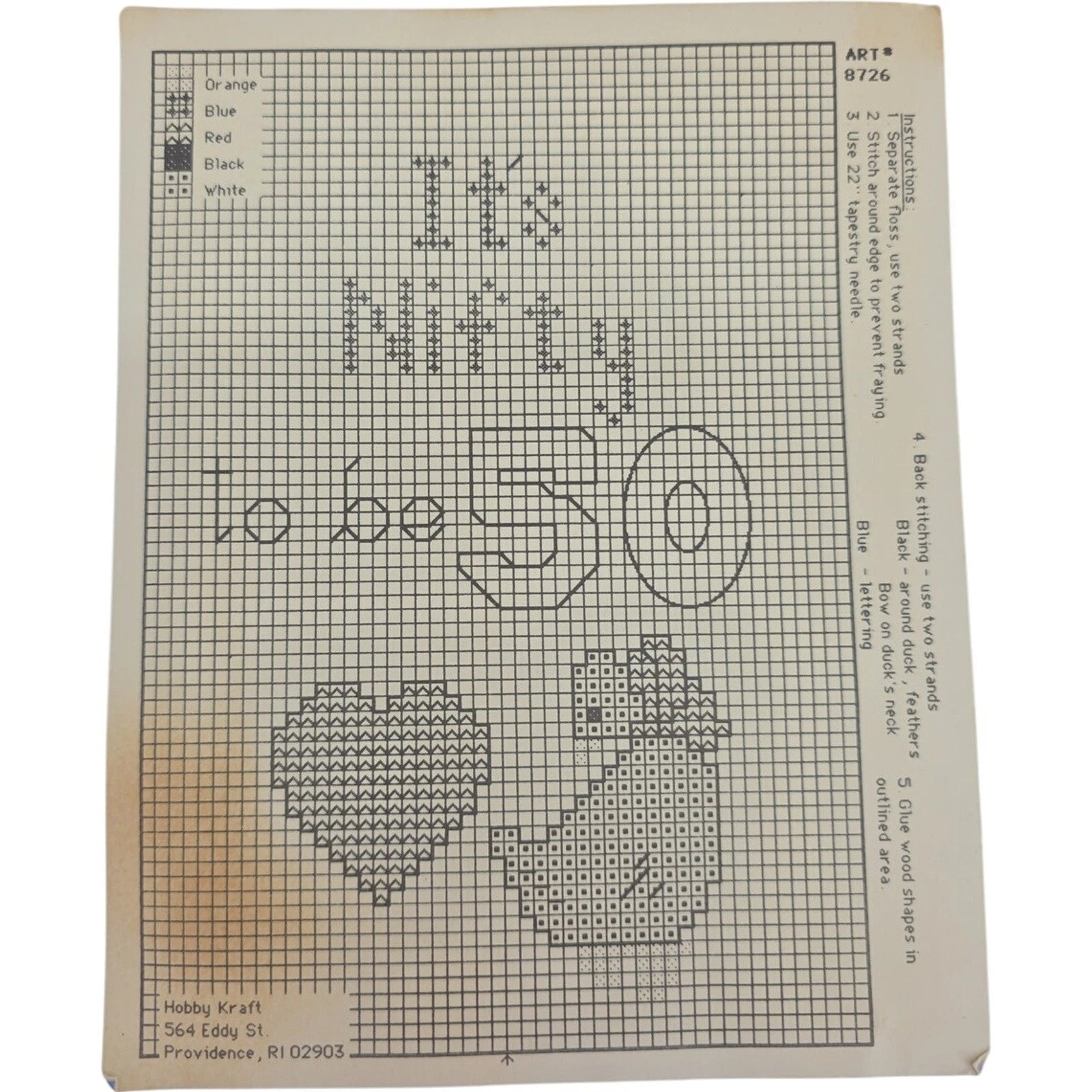Hobby Kraft Counted Cross Stitch Kit It’s Nifty to Be 50 Frame 1987 Vintage