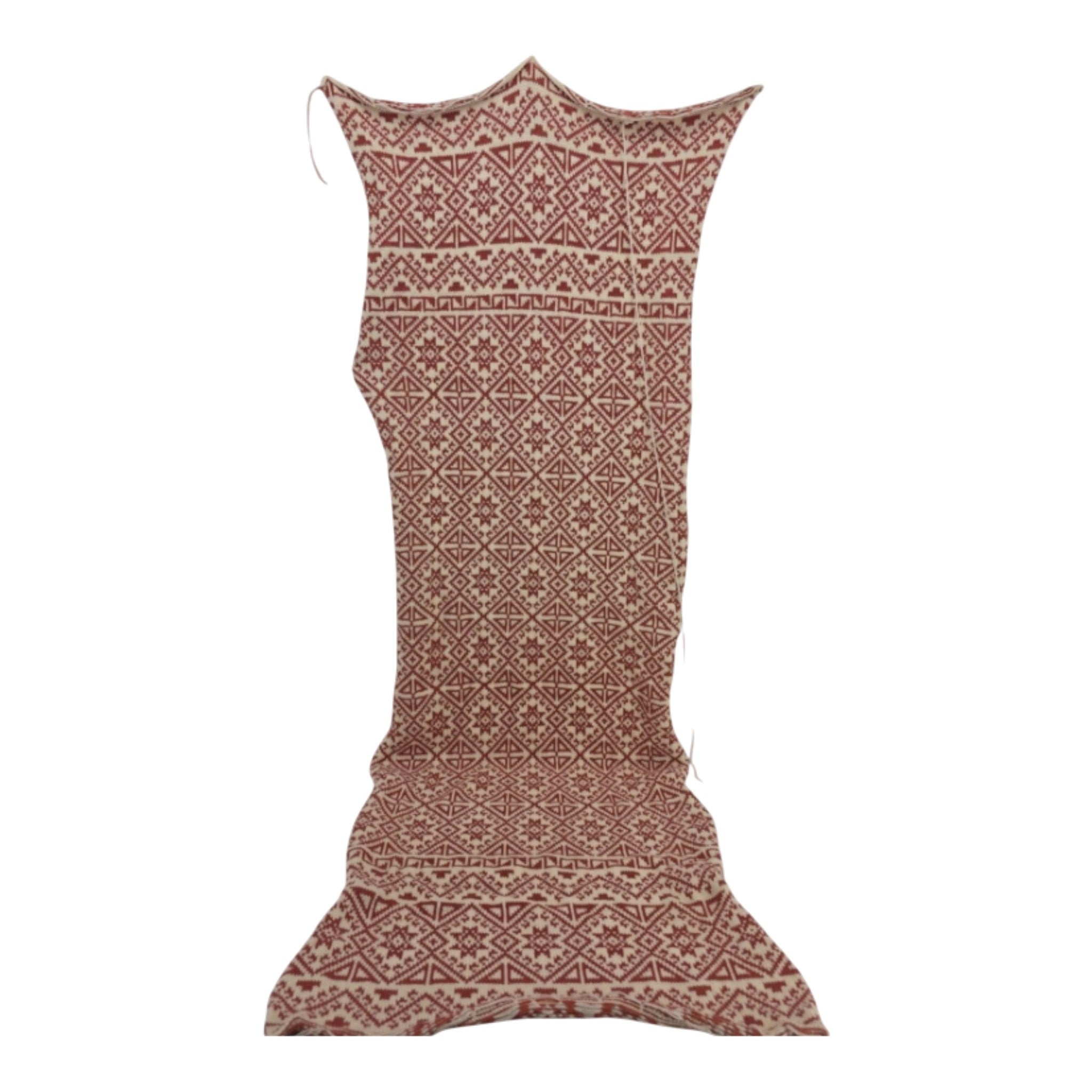 57 in x 23.5 in Hand Knit Red White Nordic Unfinished crochet knitting project