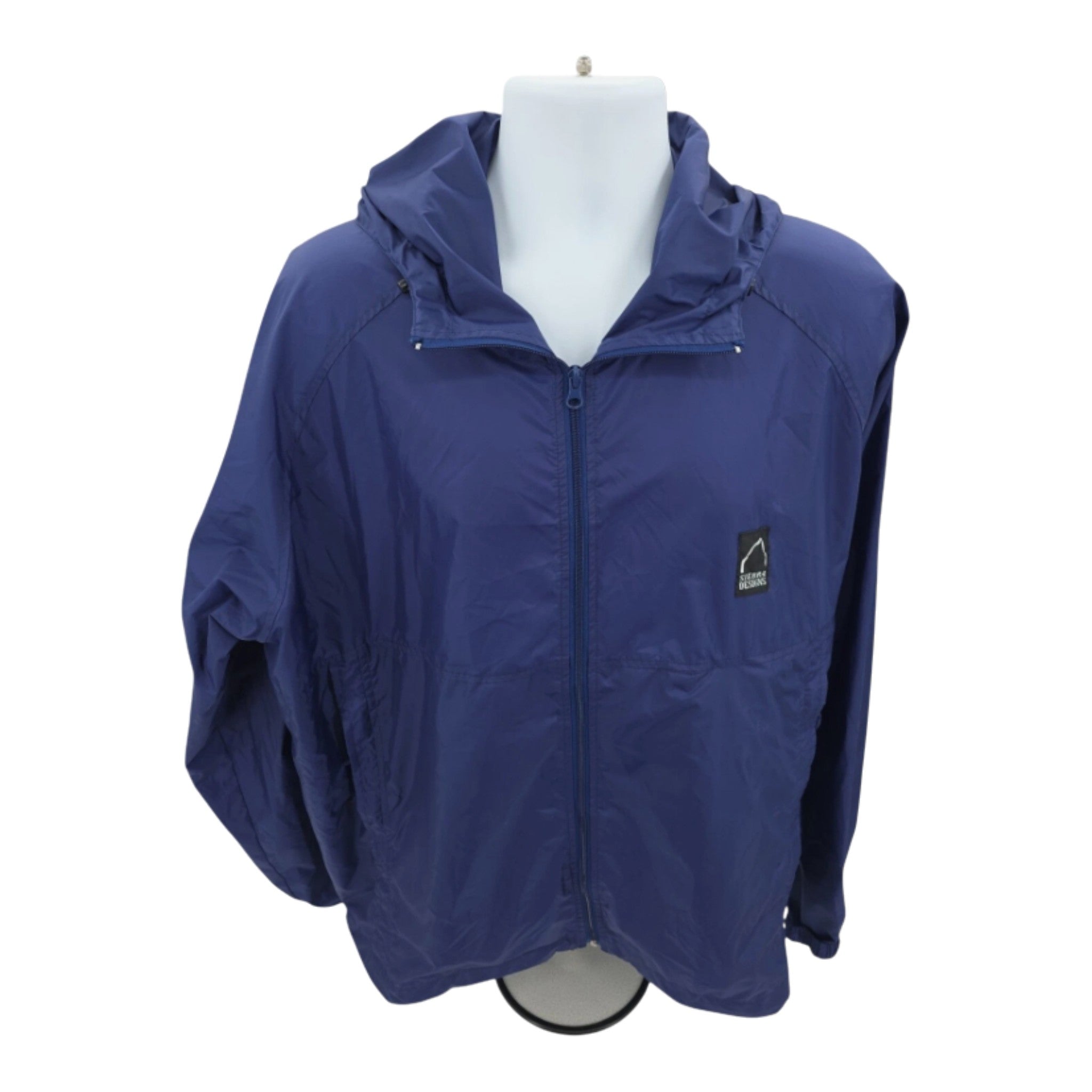 Sierra Designs Blue Nylon Hooded Zippered Golf Rain Jacket Size XXL