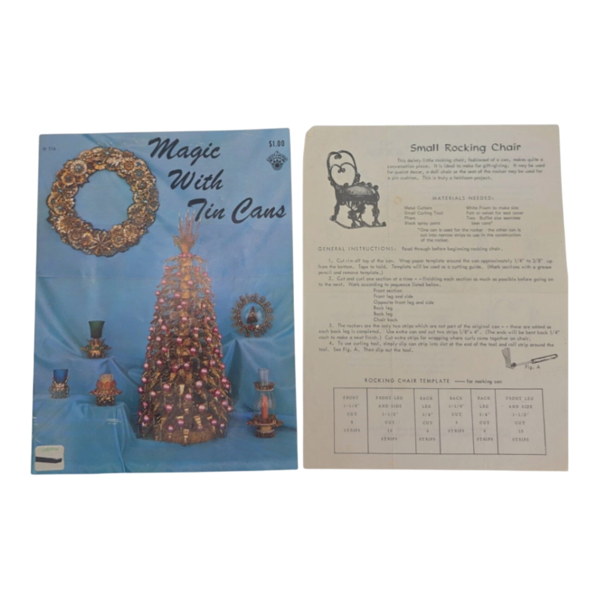 Magic With Tin Cans Vintage Christmas Small Rocking Chair instruction Craft Book