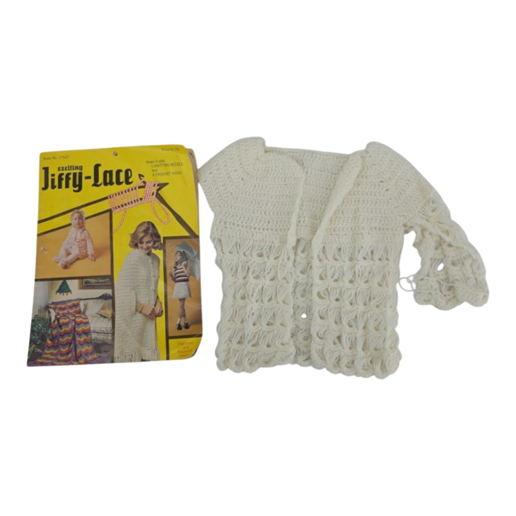Vintage unfinished crochet baby outfit w/ Exciting Jiffy-Lace Crochet Pattern