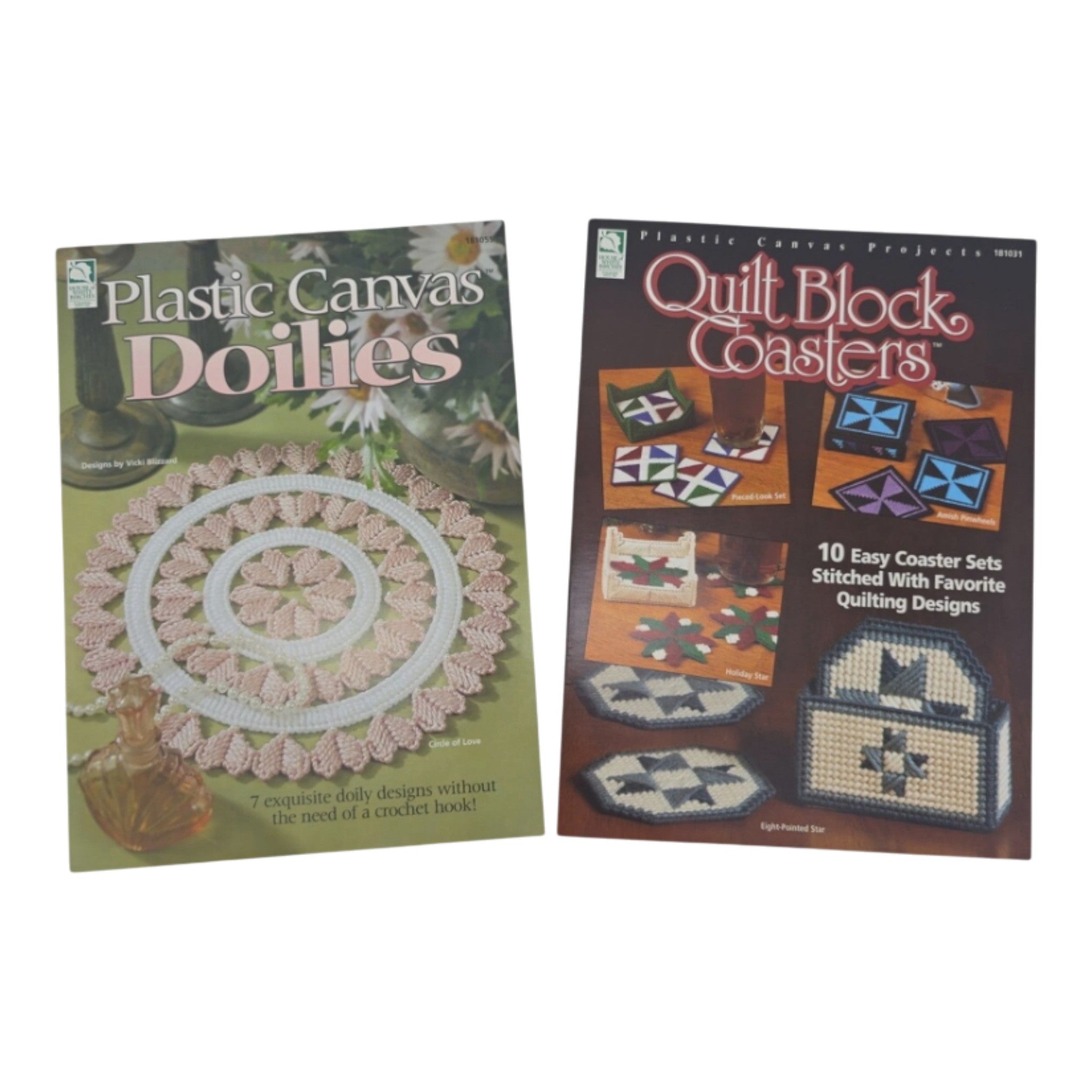 Plastic Canvas Pattern Doilies & Quilt Block Coasters by House of White Birches