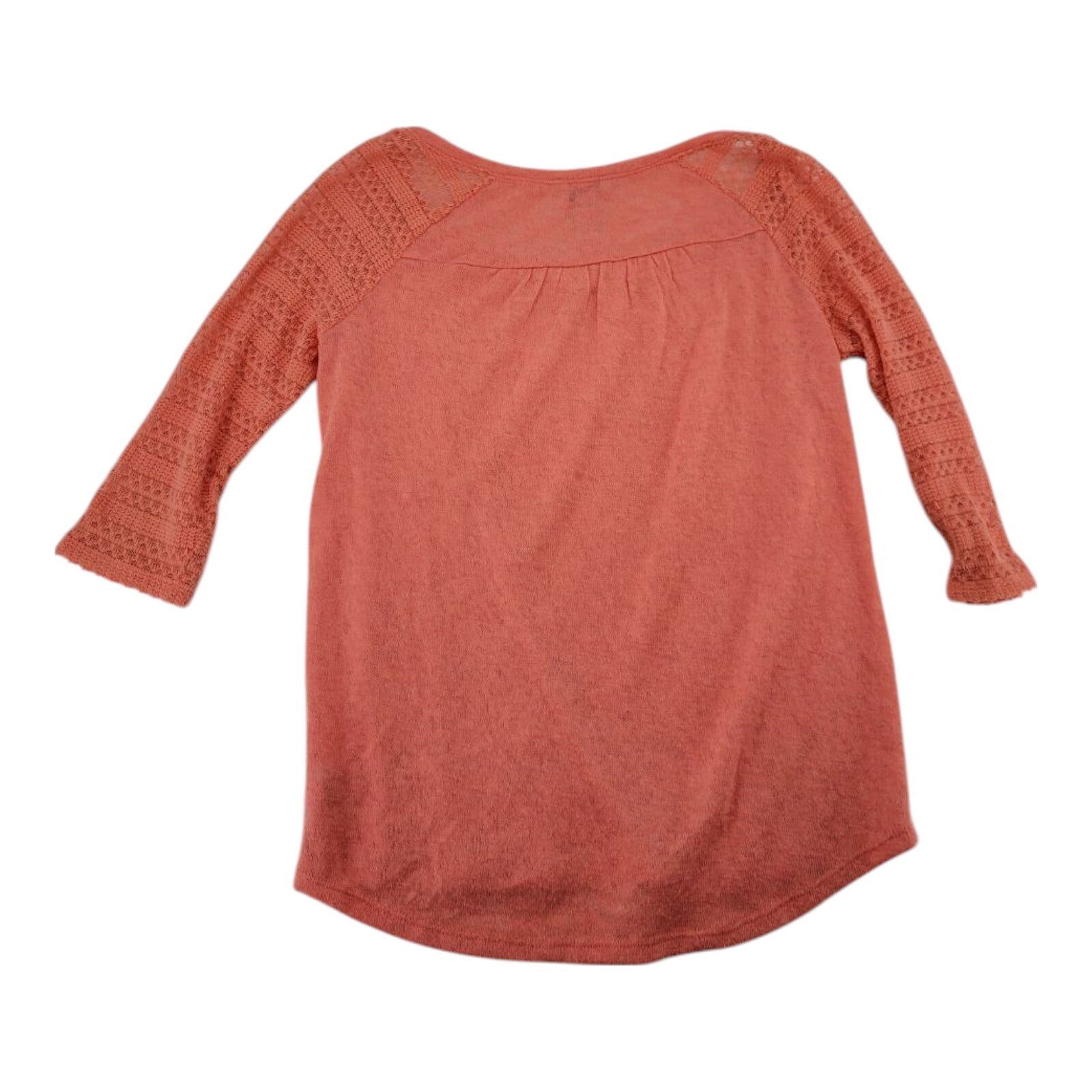 Arizona Jean Co. Sweater Top Coral Loose Knit 3/4 Sleeve Semi Sheer Size M