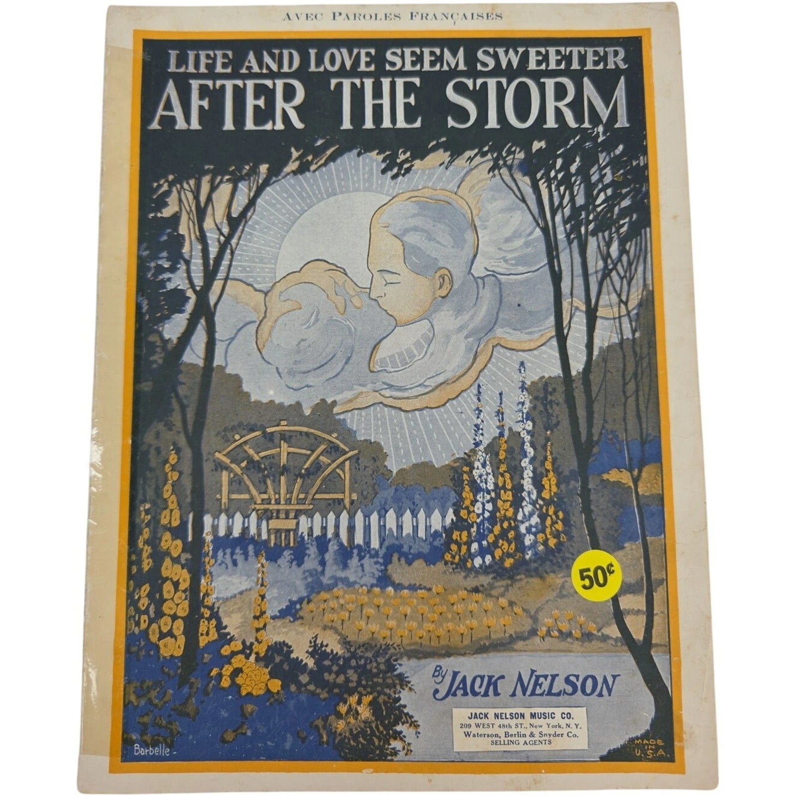 Vintage 1924 Sheet Music Life and Love Seem Sweeter After the Storm Jack Nelson