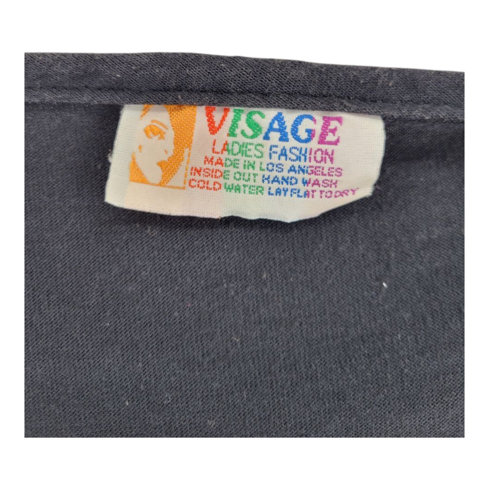 Visage Women's Black Tee Gem & Grommet Embellished Shirt Made in USA