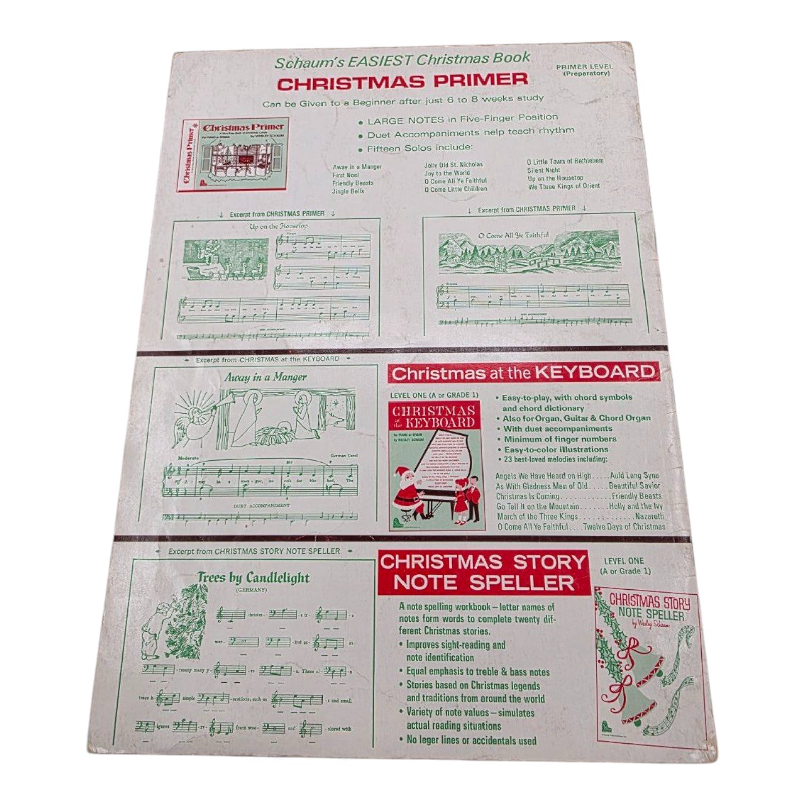 Wesley Schaum Easy Christmas Solos for Piano with Words Vintage Music Book