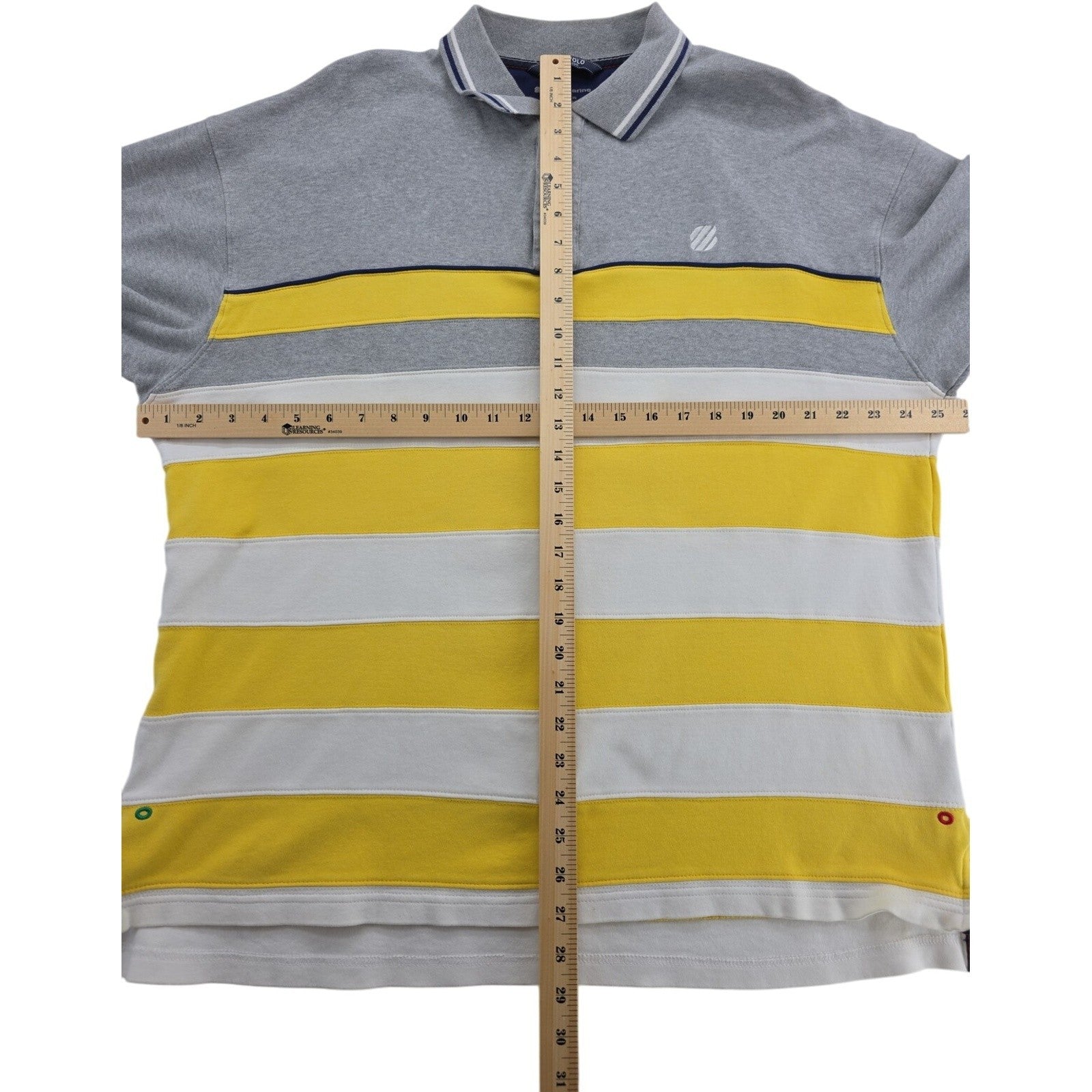 West Marine Crew Polo Gray Yellow Striped Collared Golf Polo Shirt Size XL