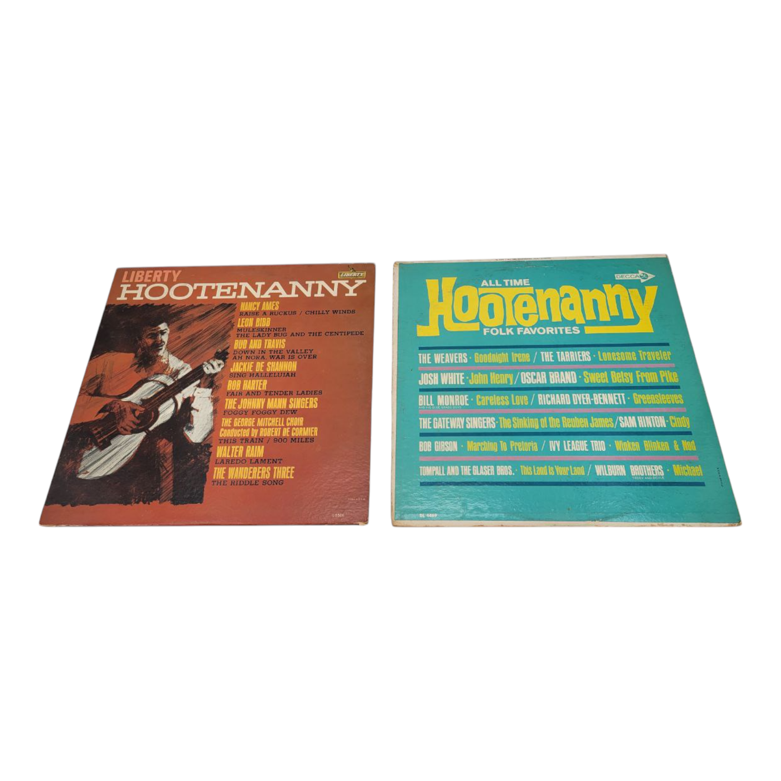 Liberty Hootenanny and All Time Hootenanny Folk Favorites Vinyl LP Bundle