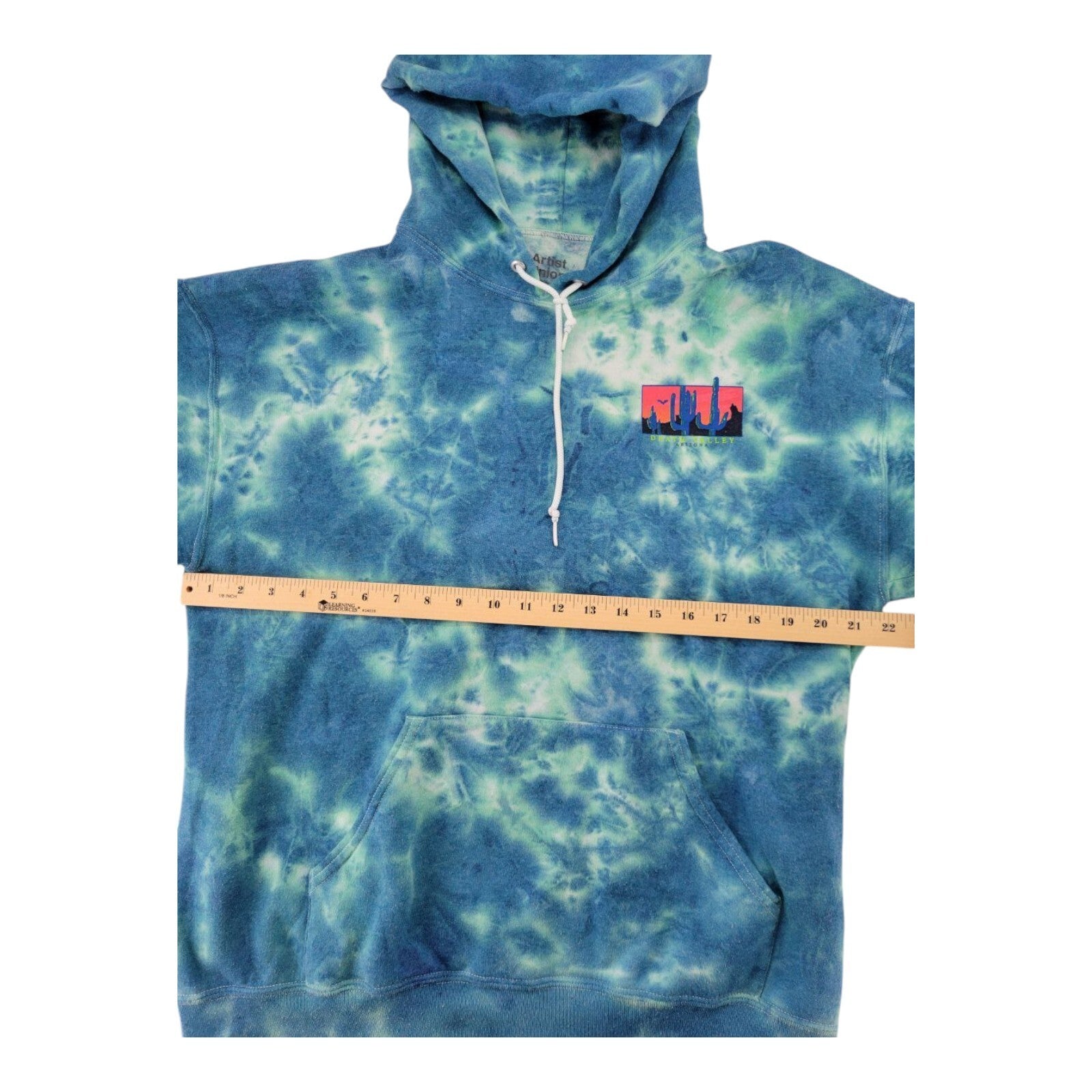 Artist Union Death Valley Arizona Tie Dye Hoodie Blue Green Cactus Desert Size L