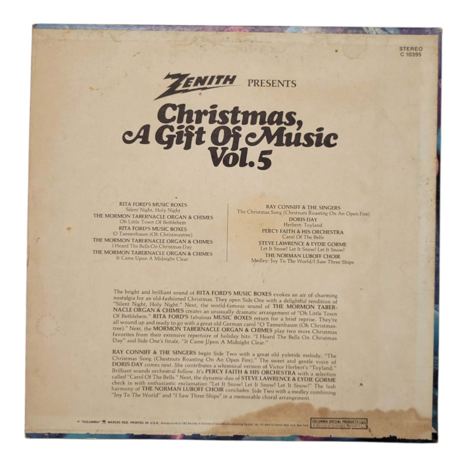 Zenith Presents Christmas A Gift of Music Vol 5 Vinyl Record CSP Columbia