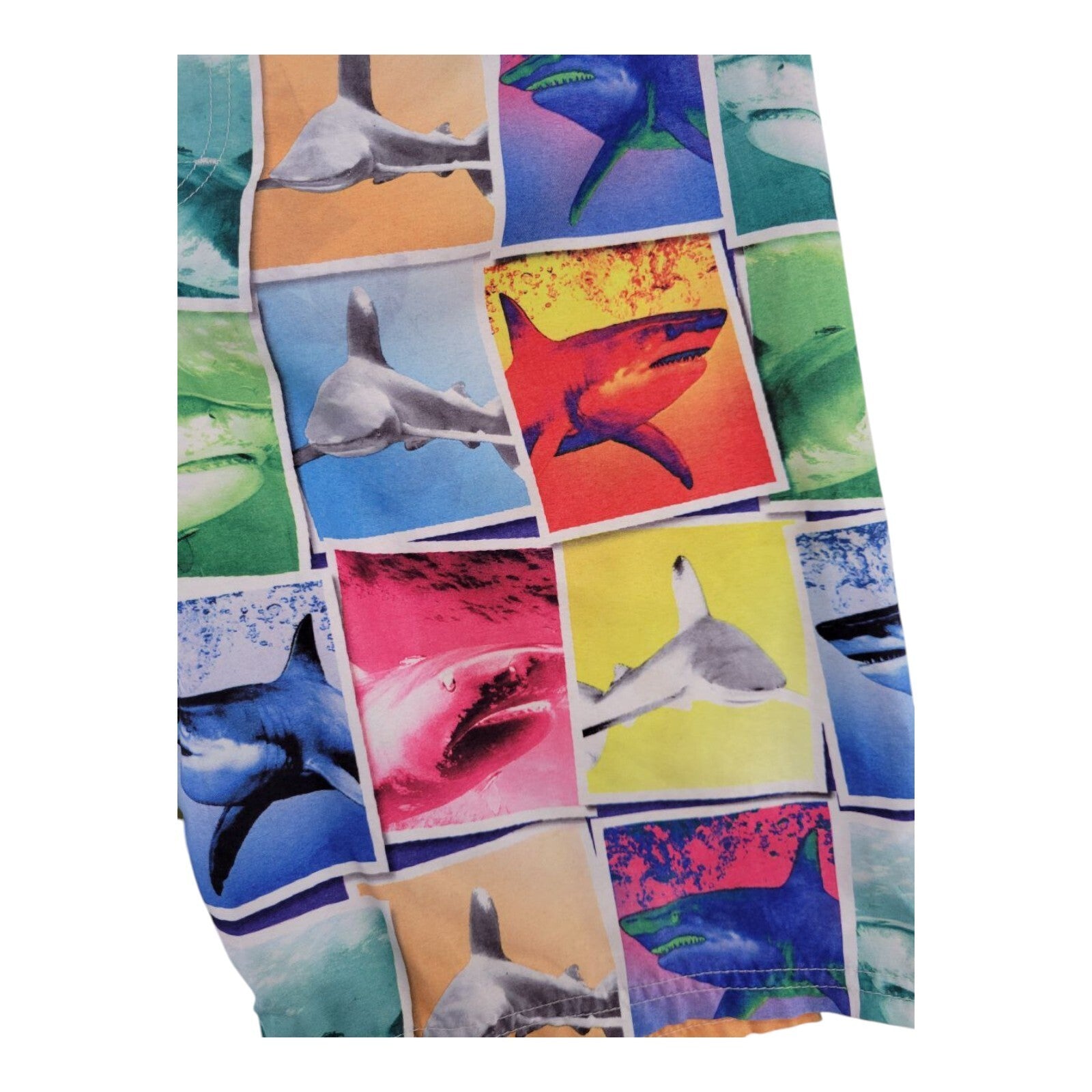 Wonder Nation Swim Trunks Boys Multicolor Shark Print Board Shorts Size XL 14-16