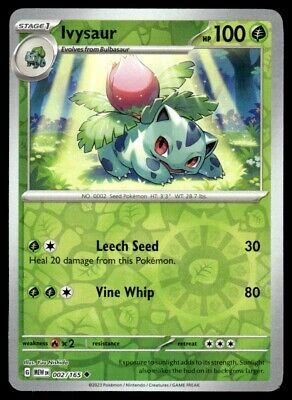 Pokemon 2023 Scarlet & Violet 151 Ivysaur Reverse Holo Uncommon #2 Near Mint