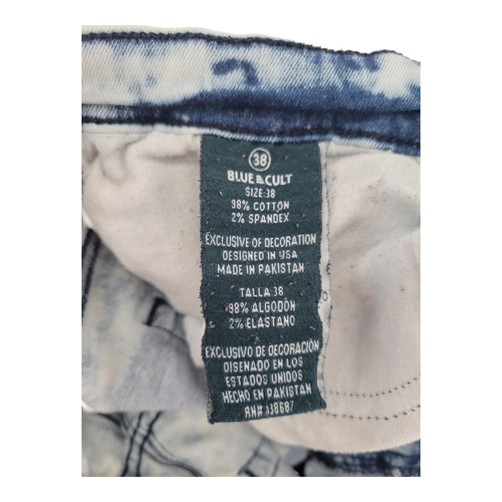 Blue Cult Mens Acid Wash Distressed Jeans Paint Splatter Stretch Size 38
