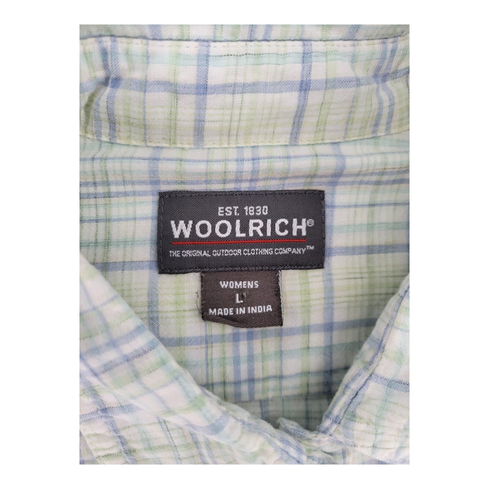 Woolrich Womens Plaid 3/4 Sleeve Roll Tab Button Down Shirt Size L