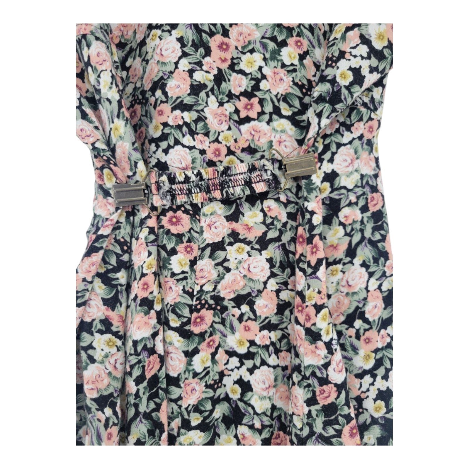 All That Jazz Womens Black Pink Floral Maxi Dress Vintage 90s Belted