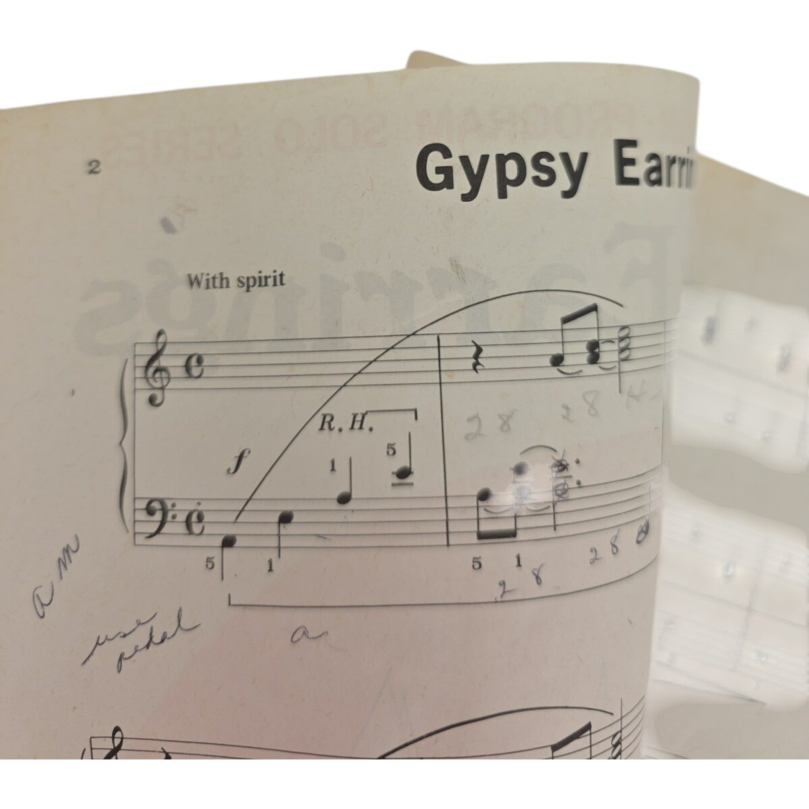 Vintage 1969 Piano Solo Gypsy Earrings by Bret Adams Sheet Music