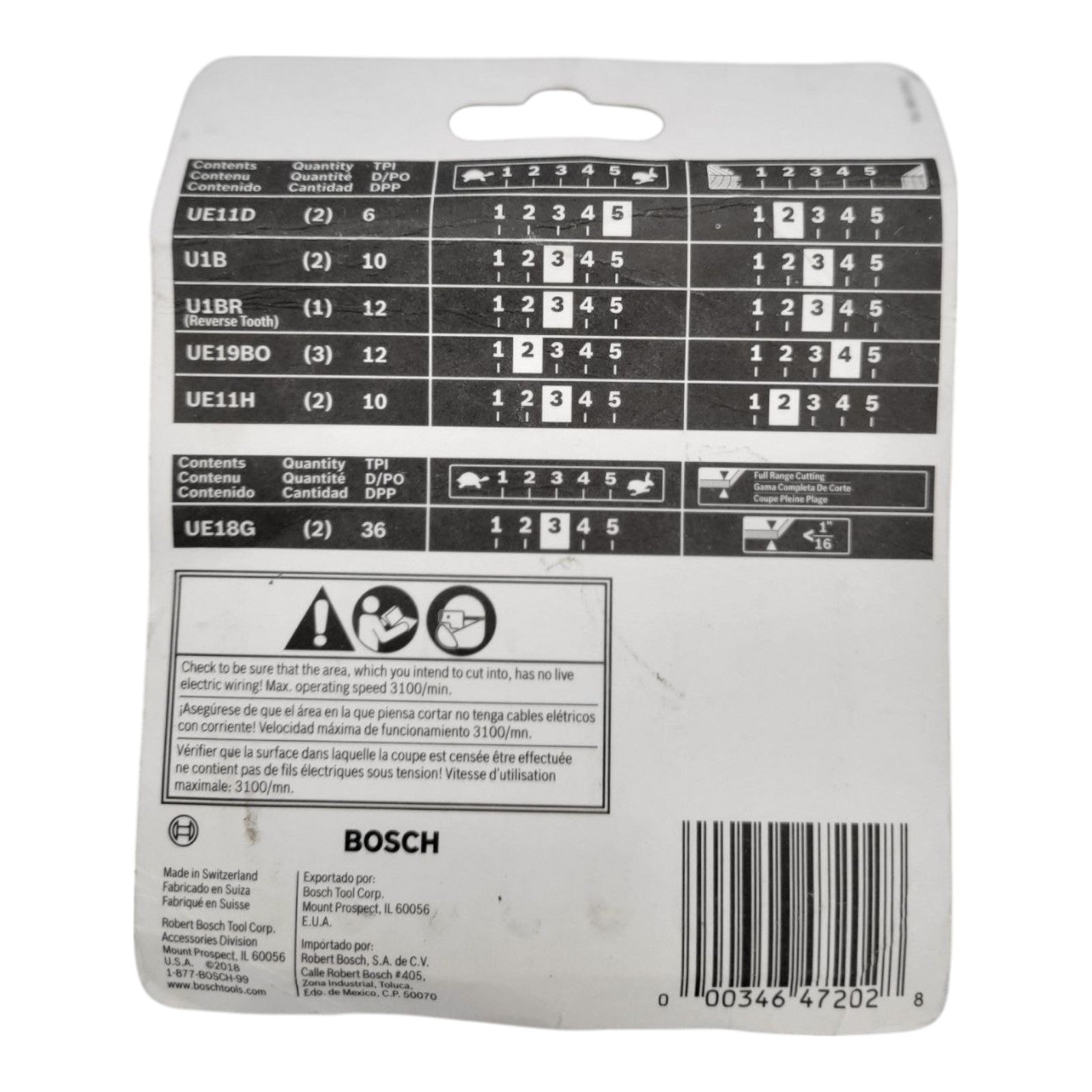 Bosch U12BC Jigsaw Blade Set 12-Pack U-Shank 8-Piece Open Box