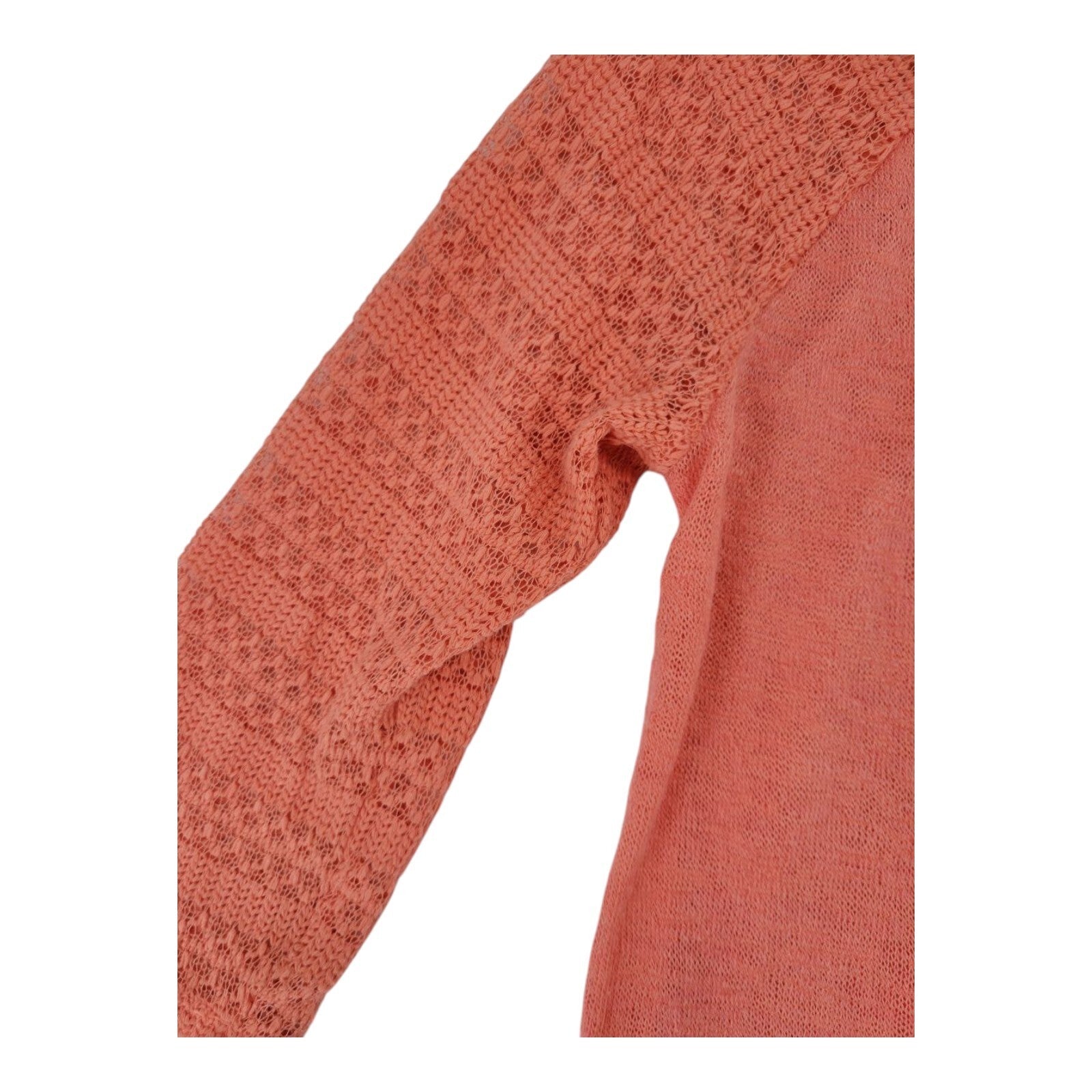 Arizona Jean Co. Sweater Top Coral Loose Knit 3/4 Sleeve Semi Sheer Size M