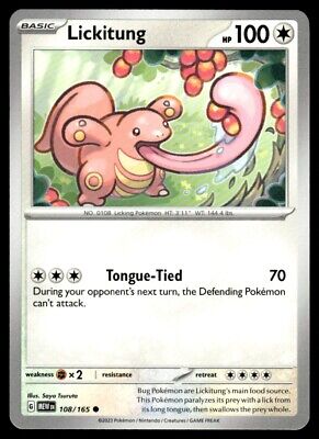 Pokemon 2023 Scarlet & Violet 151 Lickitung Common #108 Near Mint Card