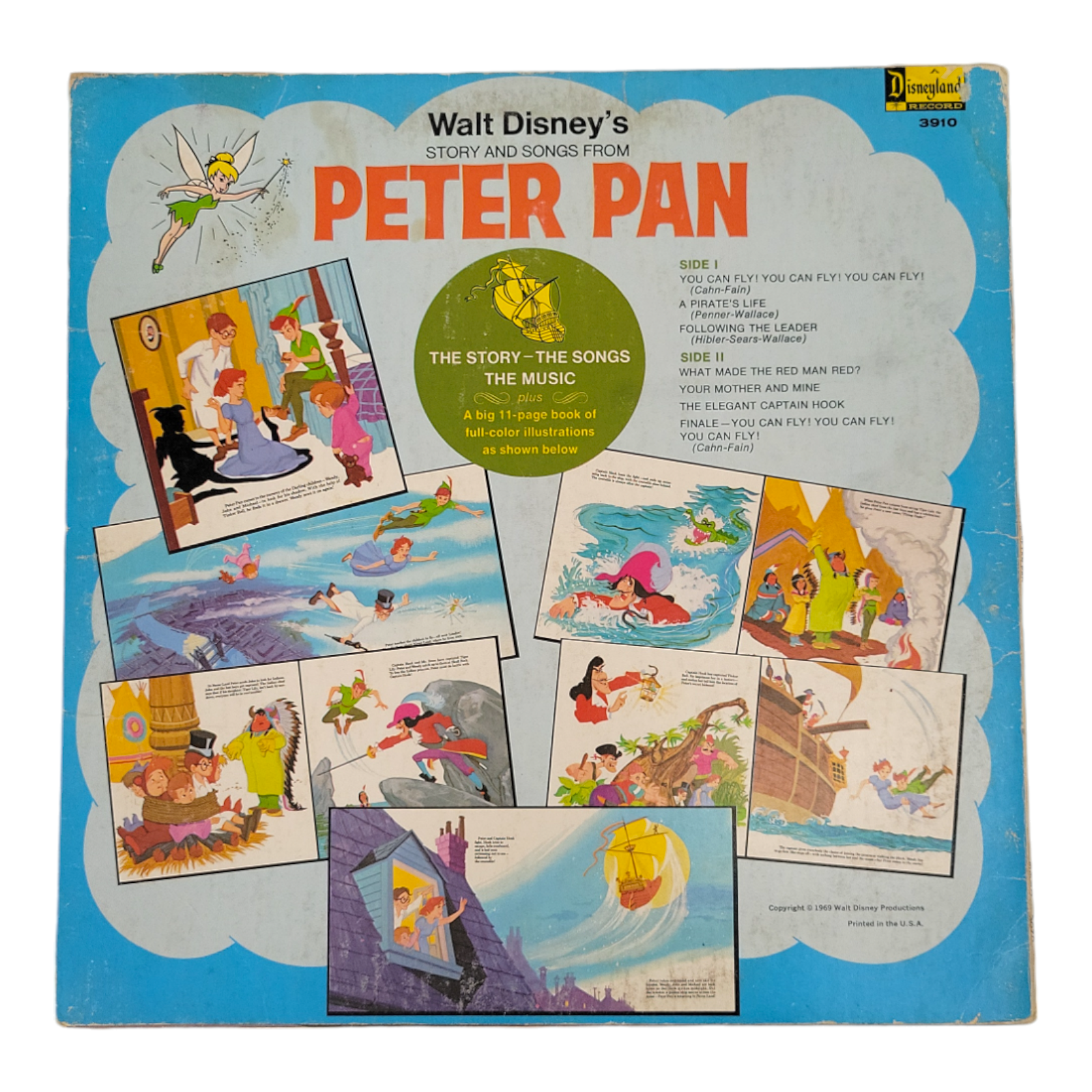 1969 Walt Disney Story and Songs Peter Pan Vinyl LP Record Album with Booklet
