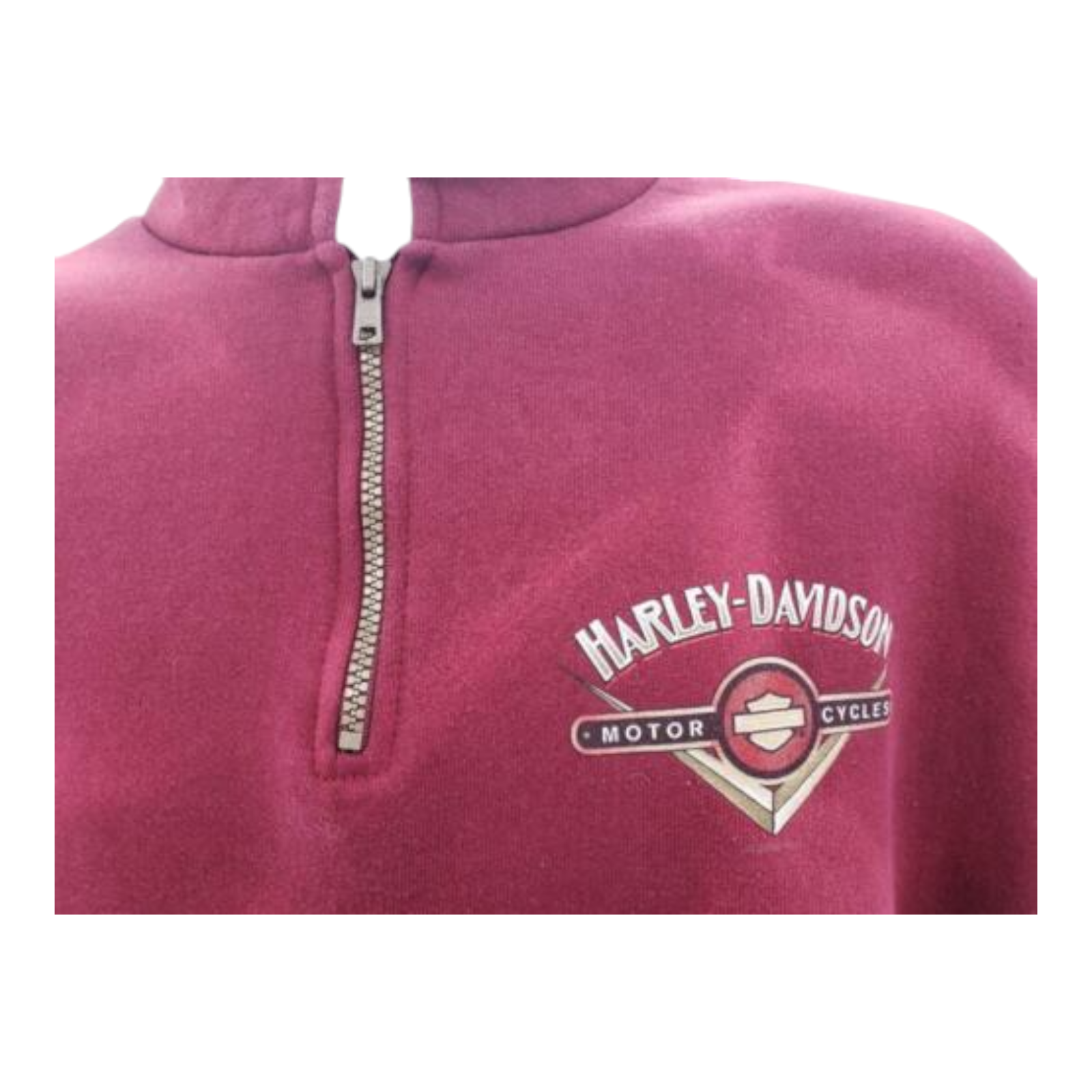 Vtg Harley Davidson Crystal River FL Mens Maroon 1/4 Zip Sweatshirt Size L