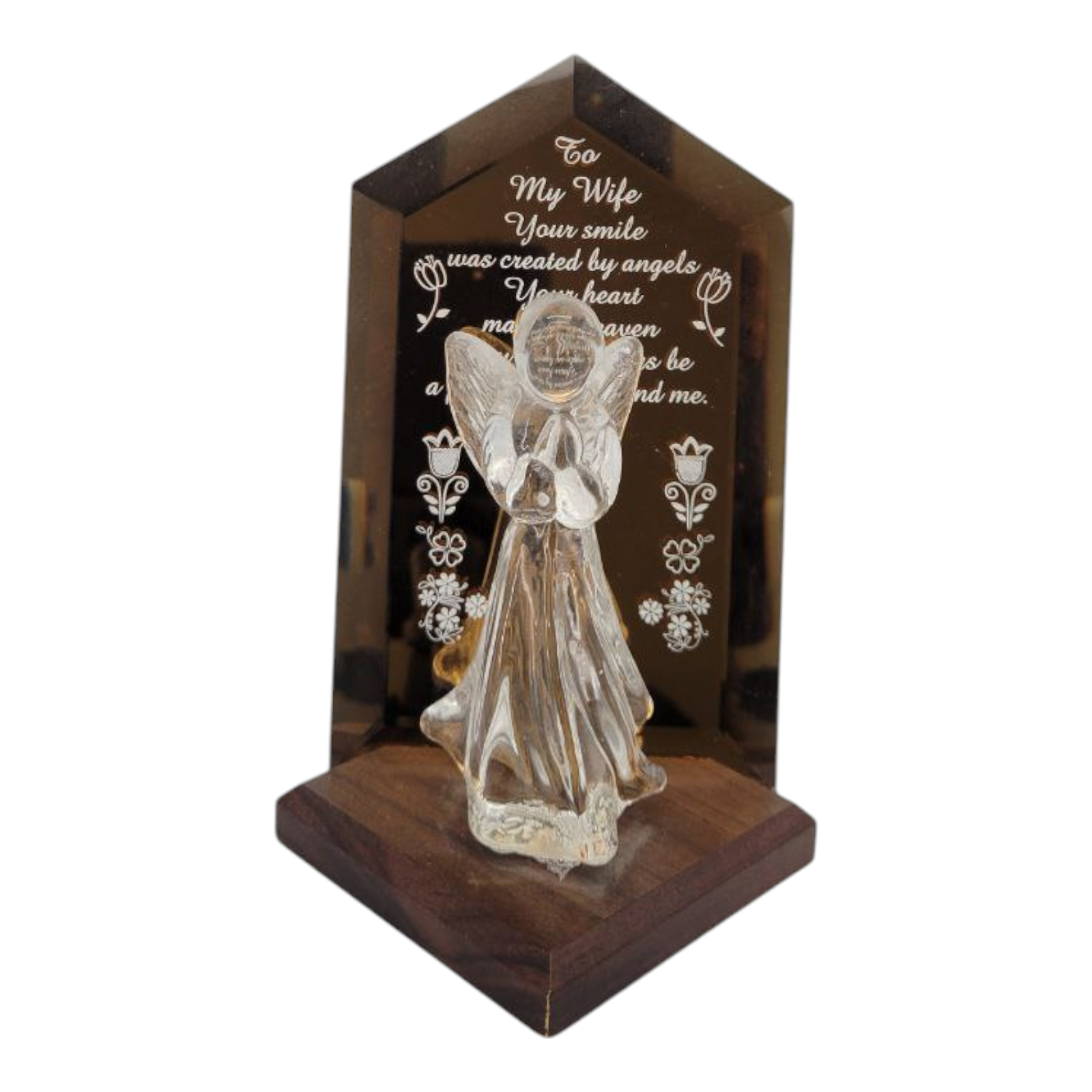 Dacra Glass Angel To My Wife Plaque Figurine Decor