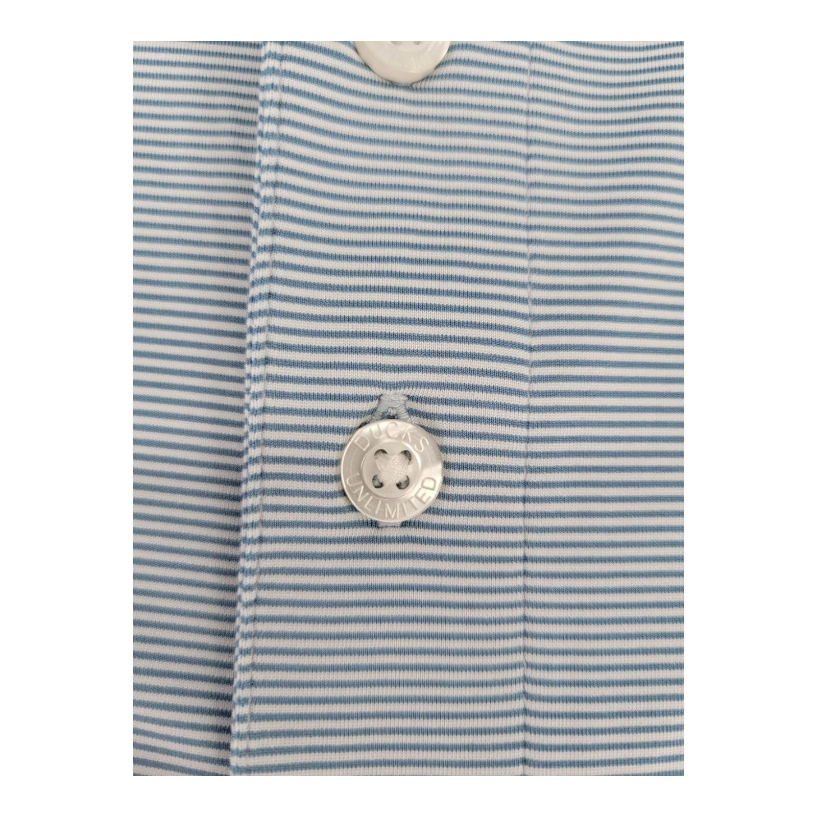 Ducks Unlimited Mens Polo Shirt White Blue Striped Short Sleeve Size M