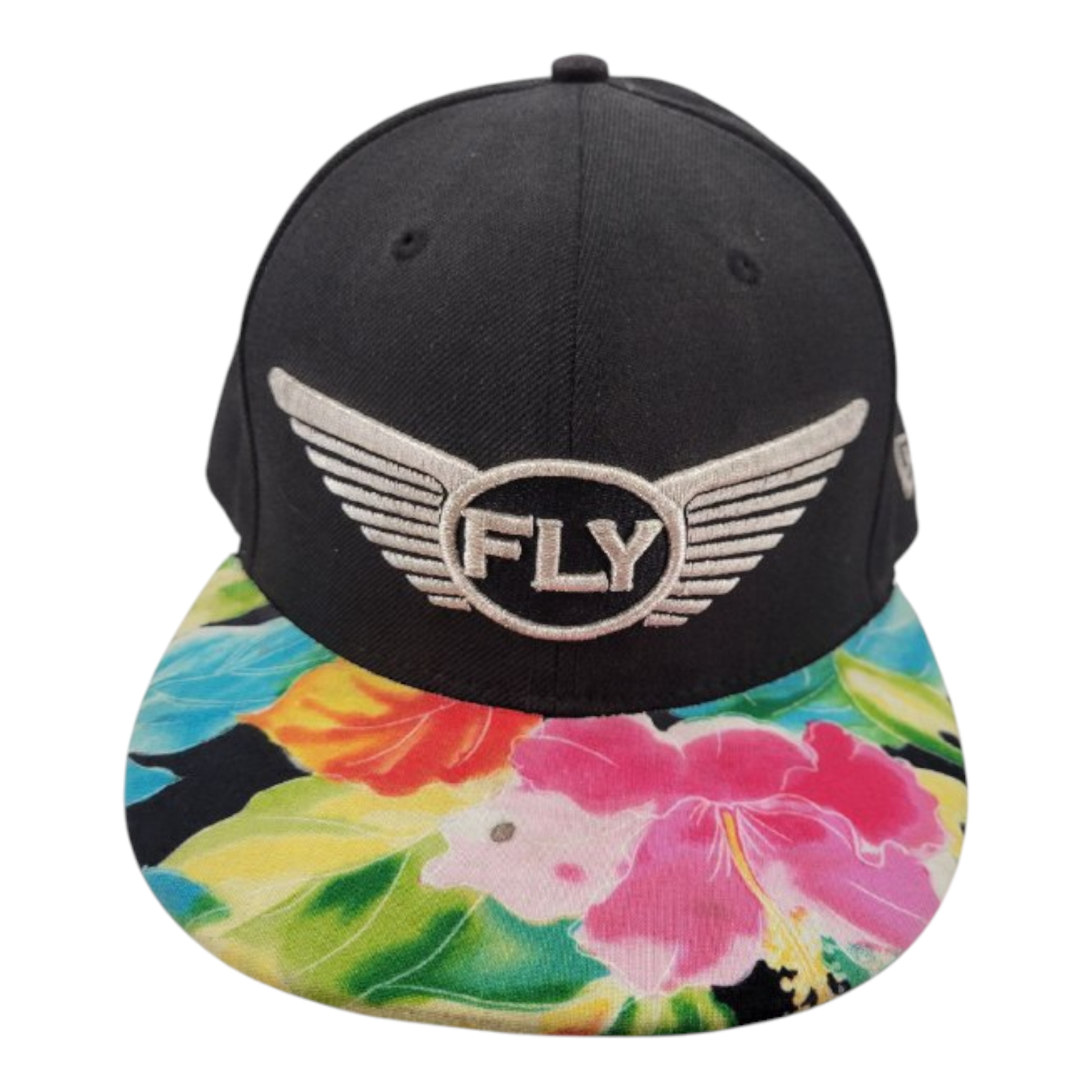 New Era 9FIFTY Fly or Die Snapback Hat Floral Brim Black Multicolor Cap