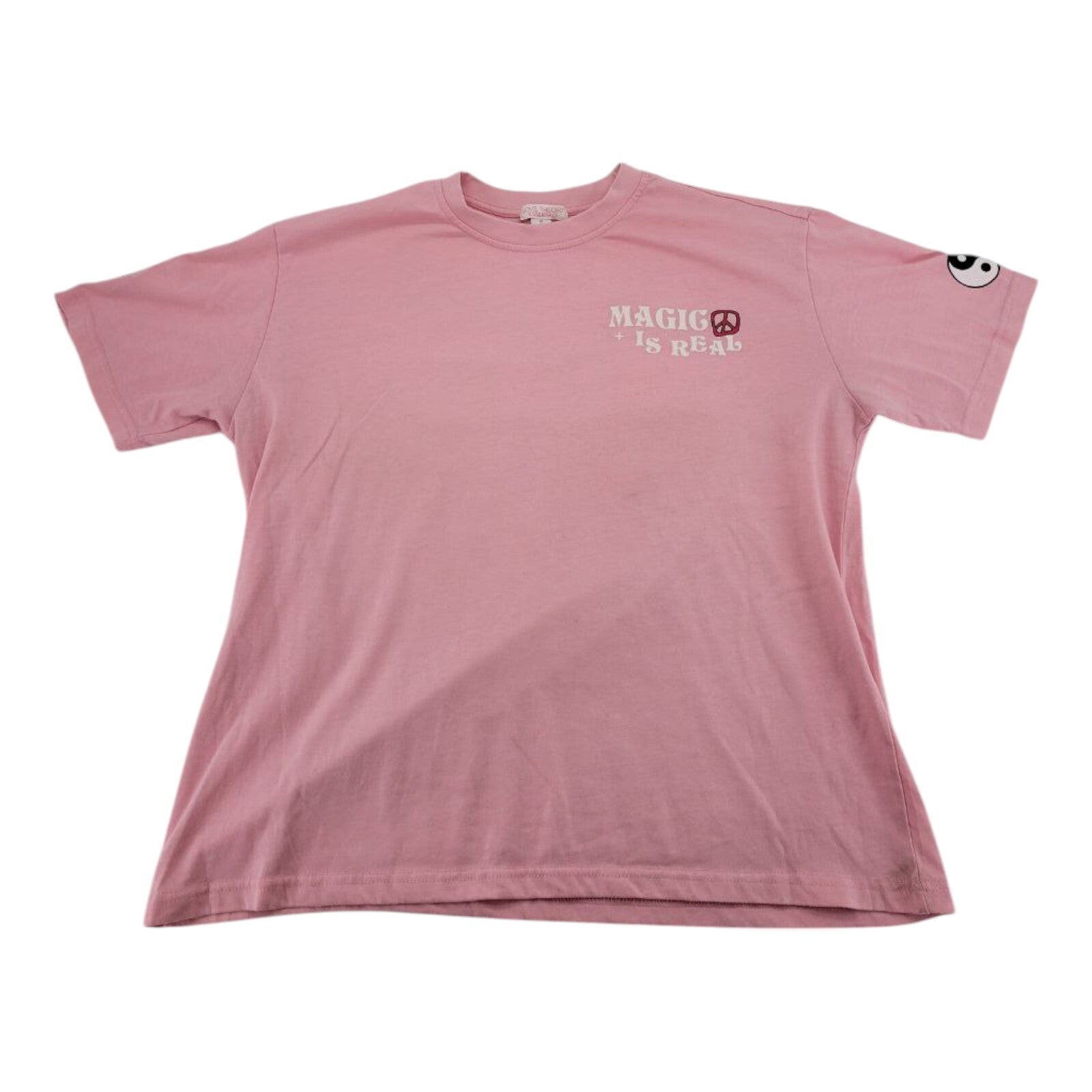Love Theory Essentials Magic Is Real Graphic Pink T-Shirt Womens Size M