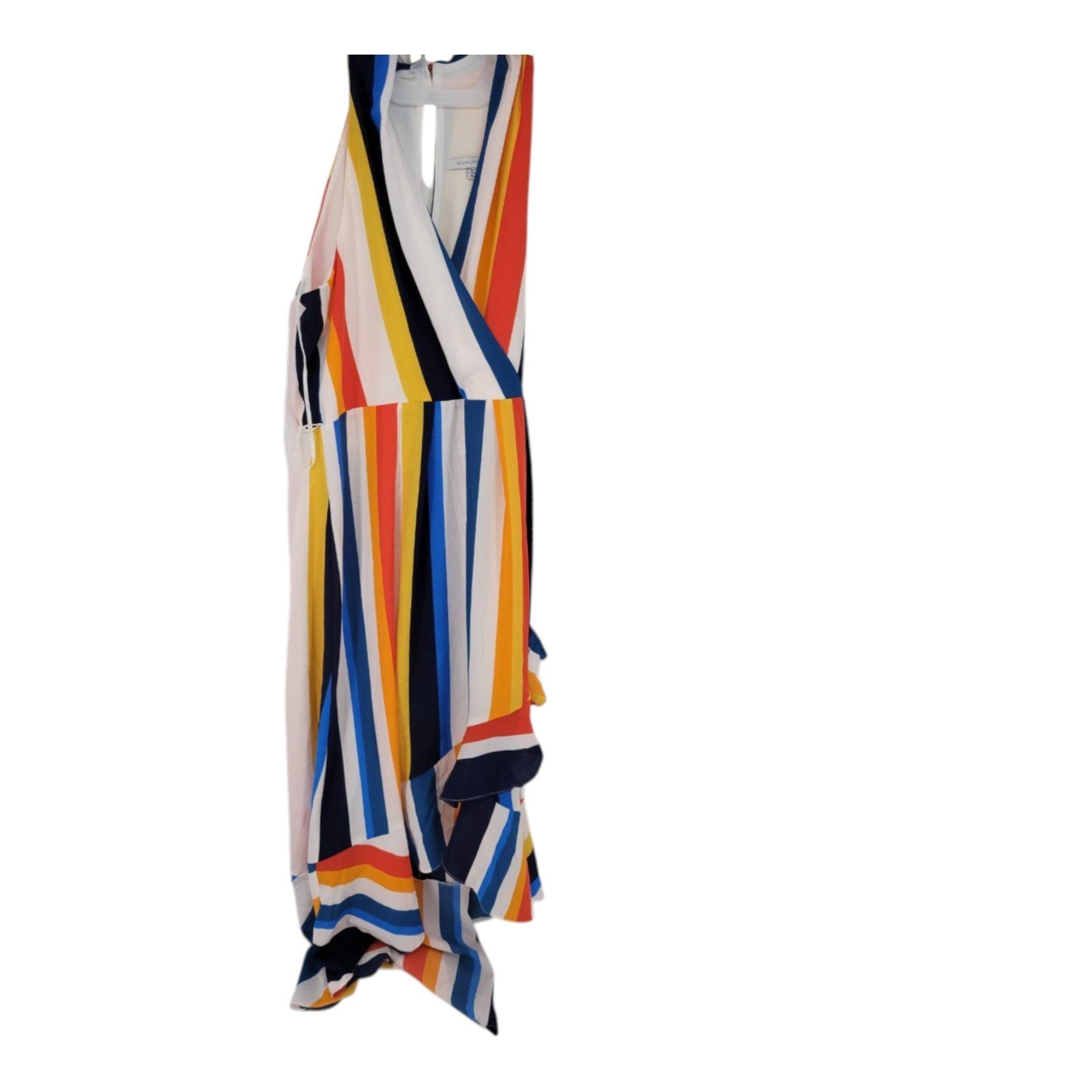 Julia Jordan Women's Multicolor Striped V-Neck Dress Ruffle Hem Sleeveless 16