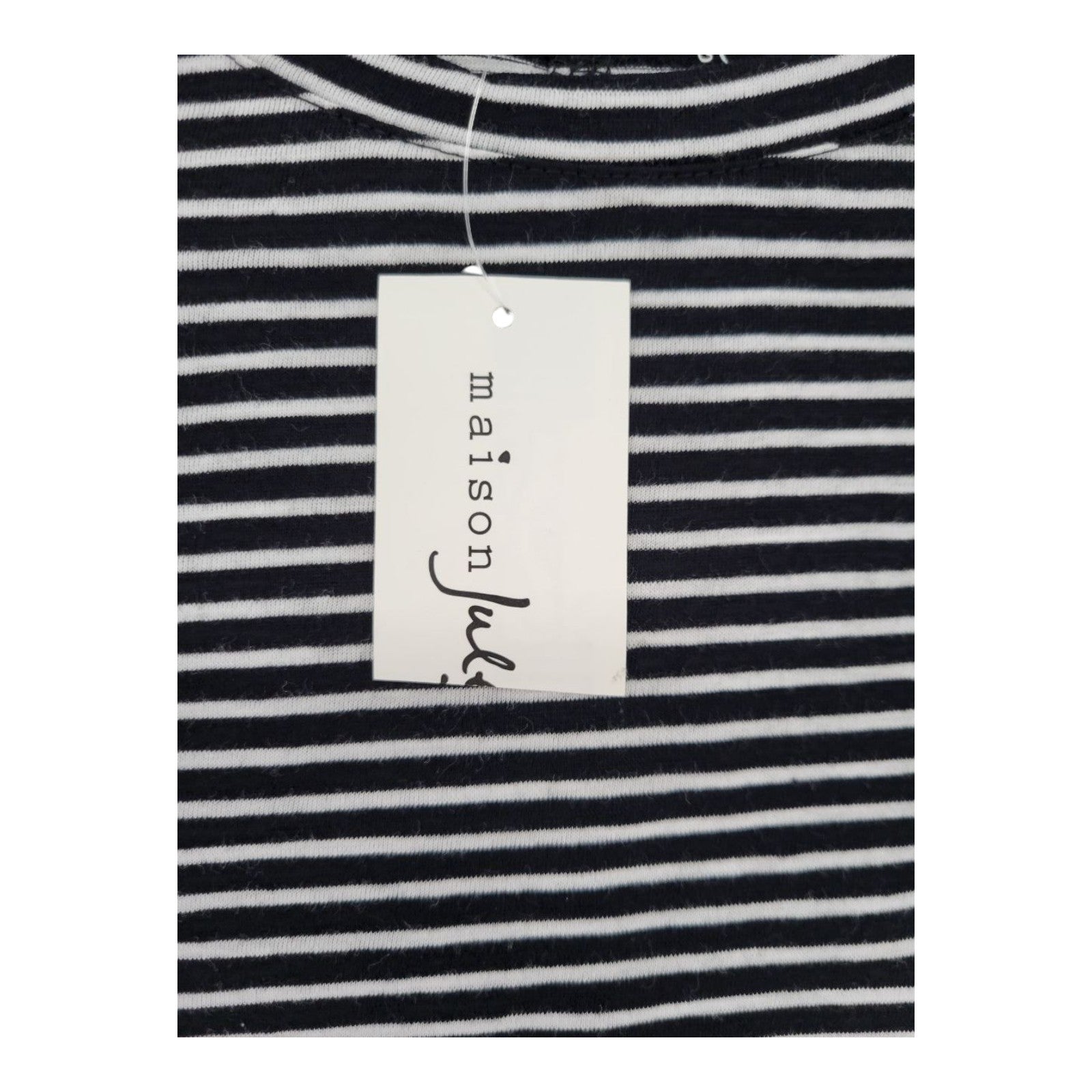 Maison Jules Women's Striped Tee XS Deep Black White Short Sleeve Top