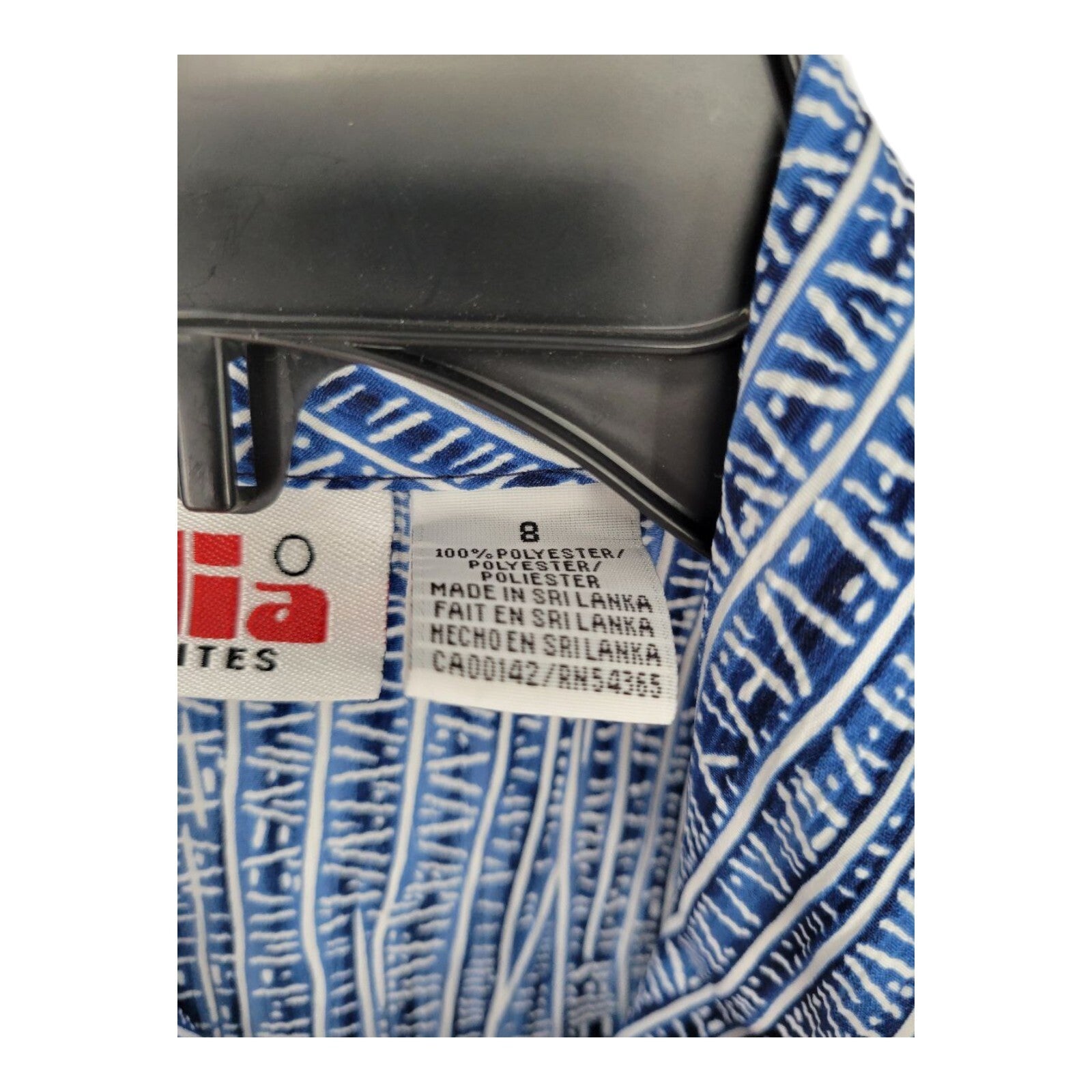 Alia Petites Blue Abstract Button Up Blouse Size 8