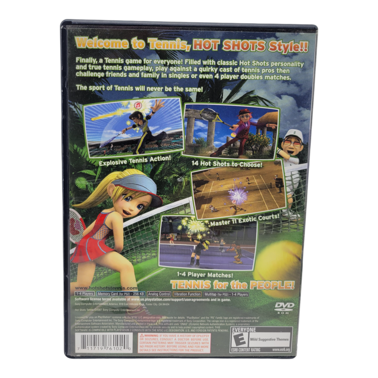 Sony Hot Shots Tennis PlayStation 2 PS2 2007 Game with Case and Manual