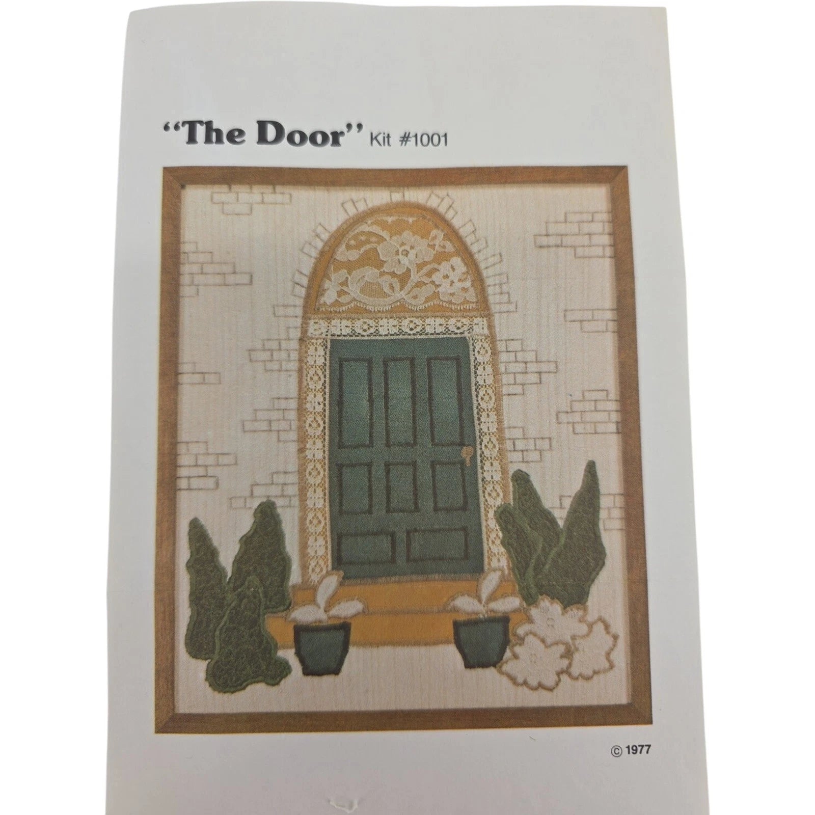 1977 The Door Fabric Art Kit #1001 Complete Appliqué and Embroidery Craft Set