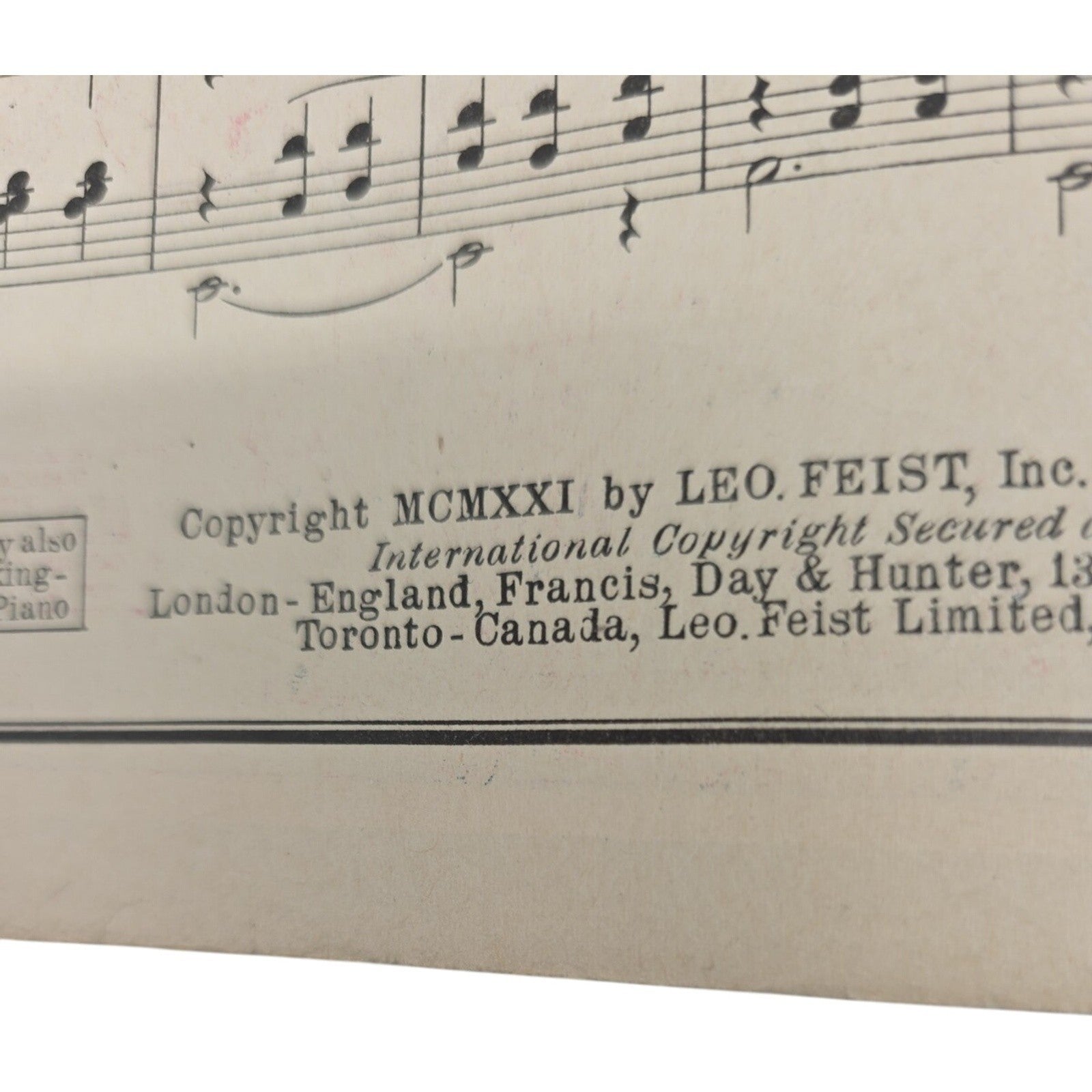 1921 Ten Little Fingers and Ten Little Toes Down In Tennessee Sheet Music