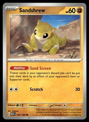 Pokemon 2023 Scarlet & Violet 151 Sandshrew Common #27 Near Mint Card