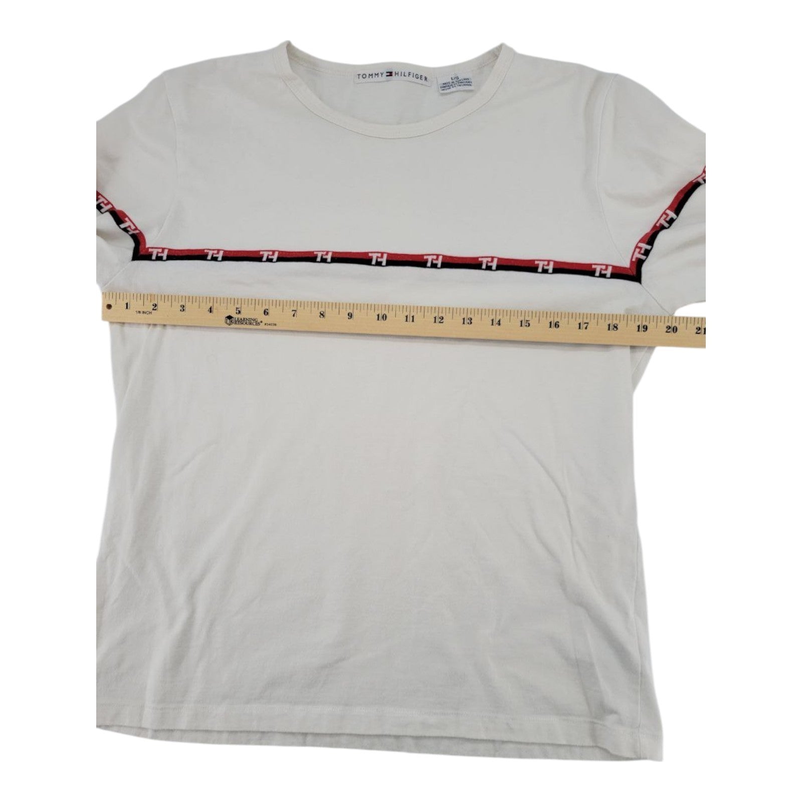 Tommy Hilfiger Off White Long Sleeve Logo Shirt Mens Size Large