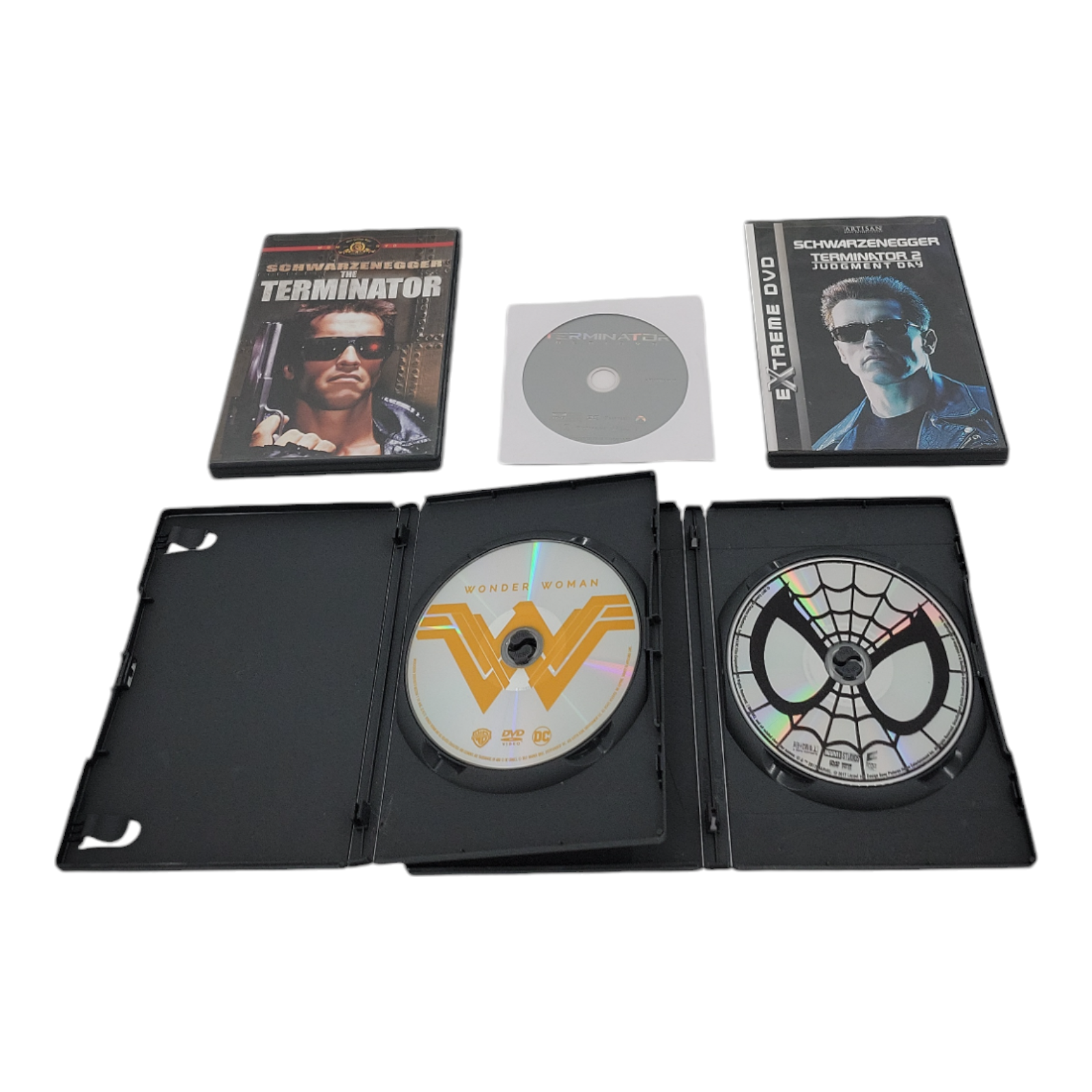 Wonder Woman Spiderman The Terminator Terminator 2 Genisys 5 DVD Action Bundle