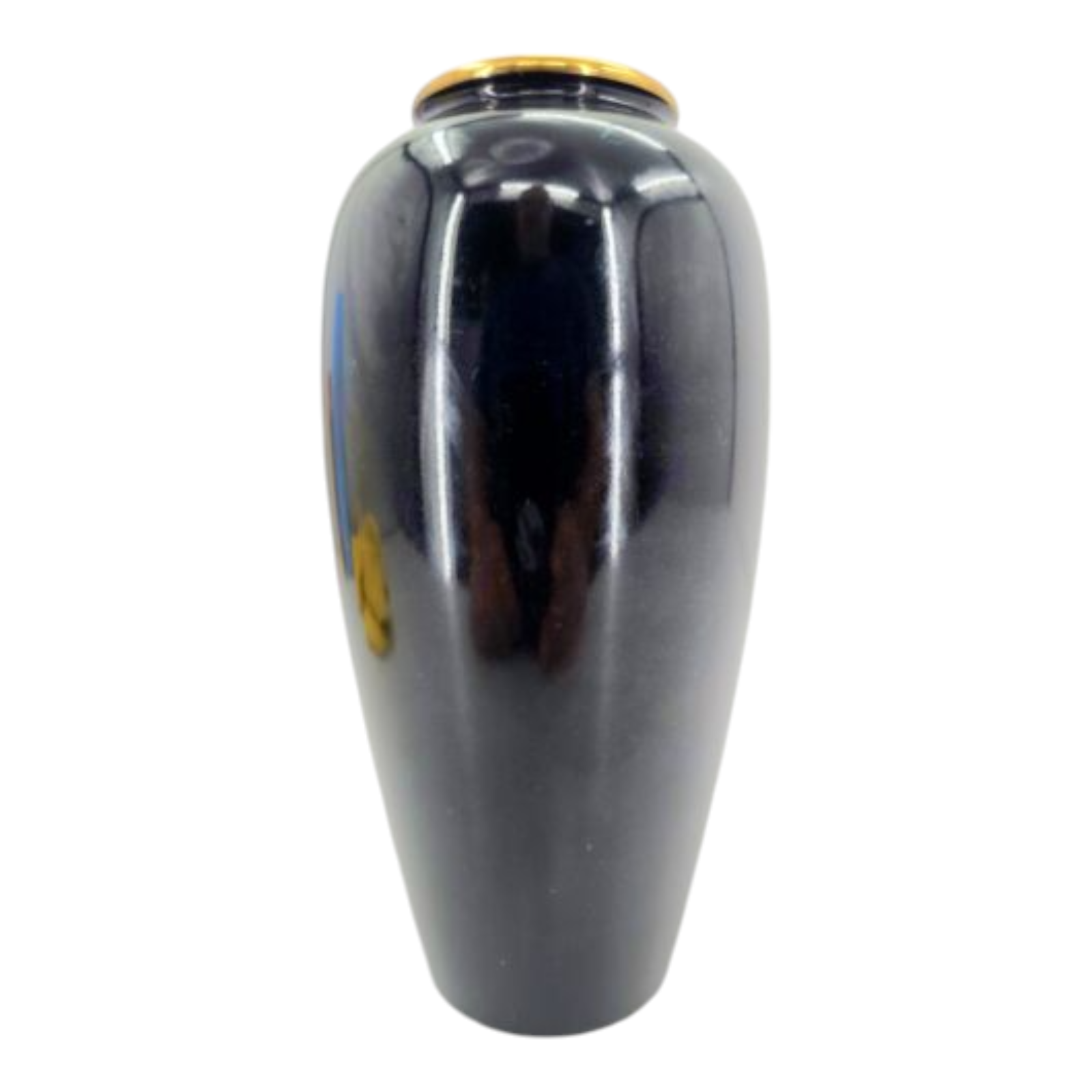Vintage The Art of Chokin Vase Black 24K Gold Edge with Flowers #587 of 2000