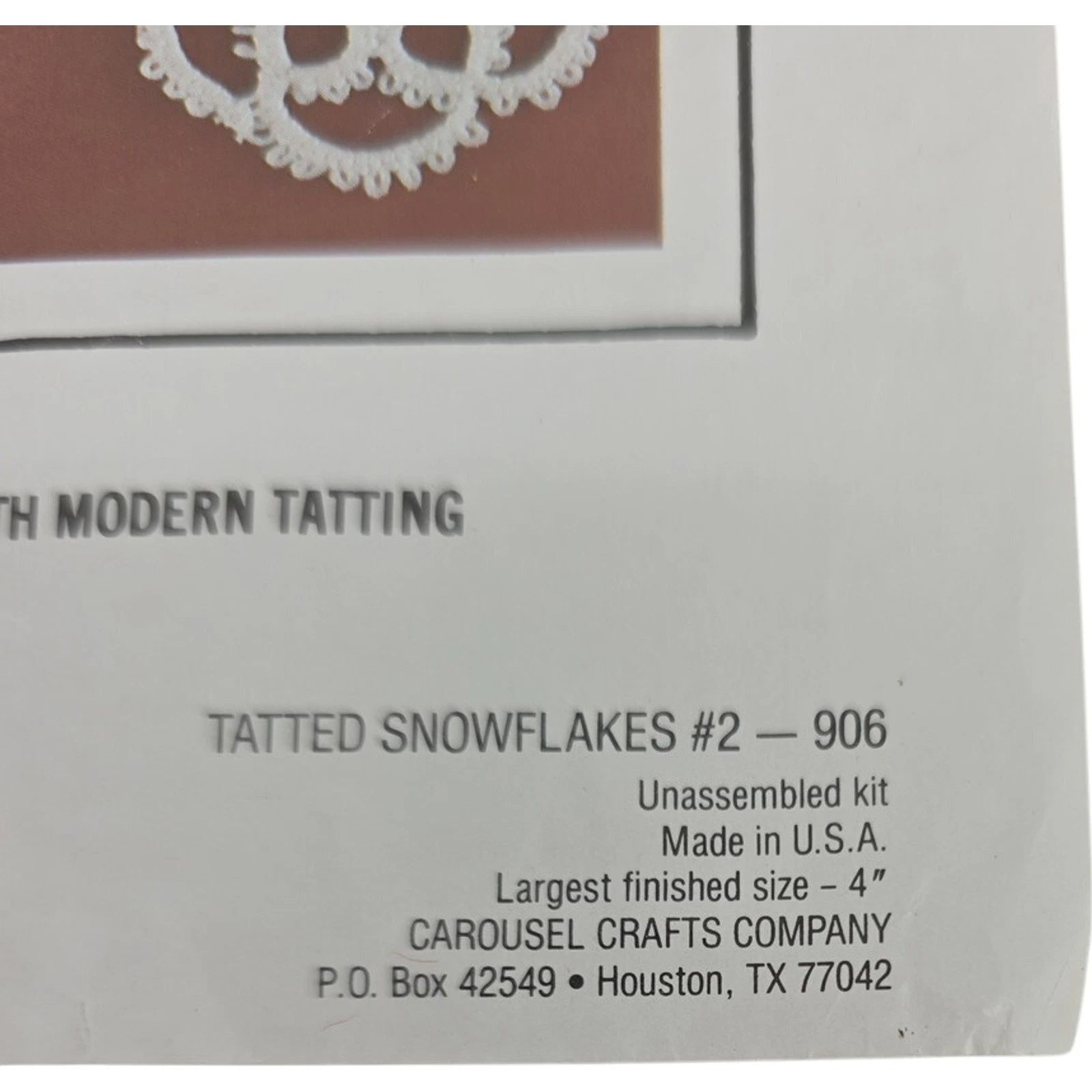Carousel Shuttlebug Quick Tatting Kit Tatted Snowflakes #2 906 1984 USA Vintage