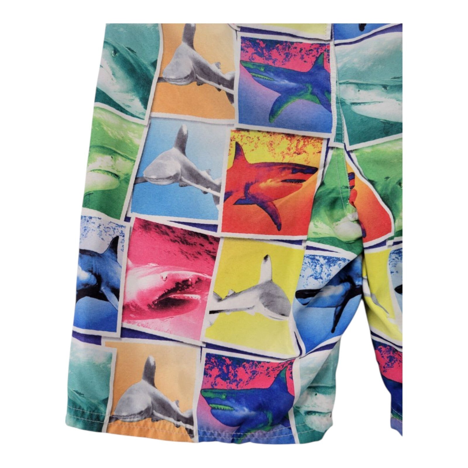 Wonder Nation Swim Trunks Boys Multicolor Shark Print Board Shorts Size XL 14-16