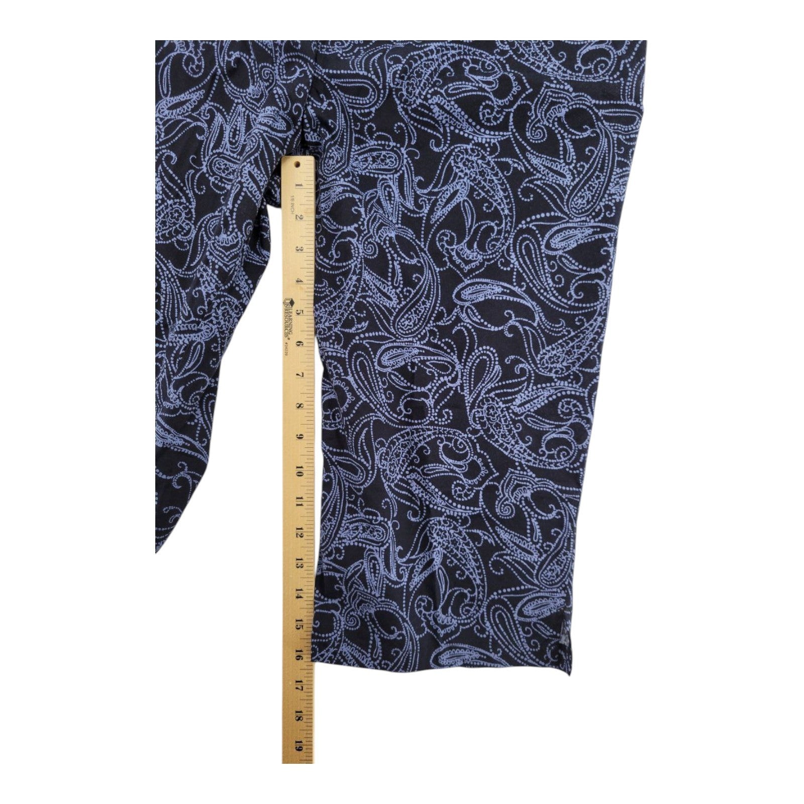 Karen Scott Petites Capri Pants Medieval Blue Paisley Comfort Waist Cotton Blend