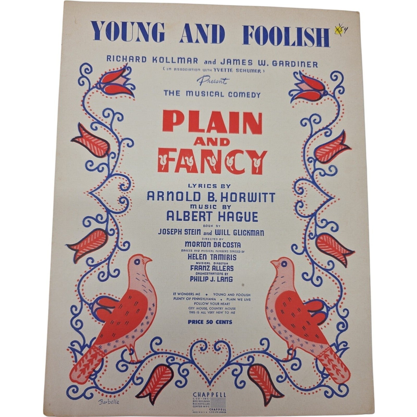 Young And Foolish from Plain and Fancy 1954 Sheet Music Arnold B. Horwitt Hague