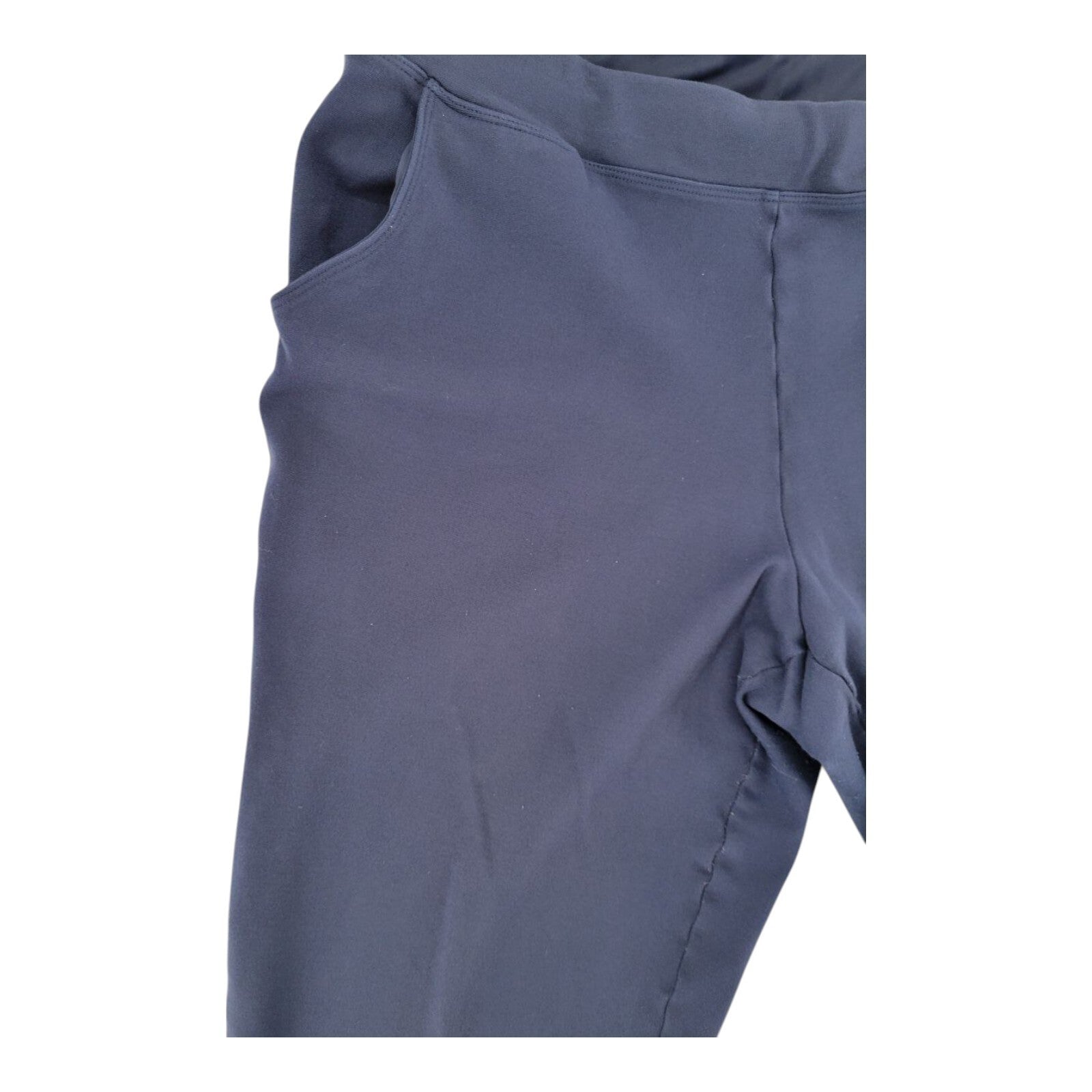 Belle Kim Gravel Womens Navy Stretch Pull On Knit Capri Pants Size 16